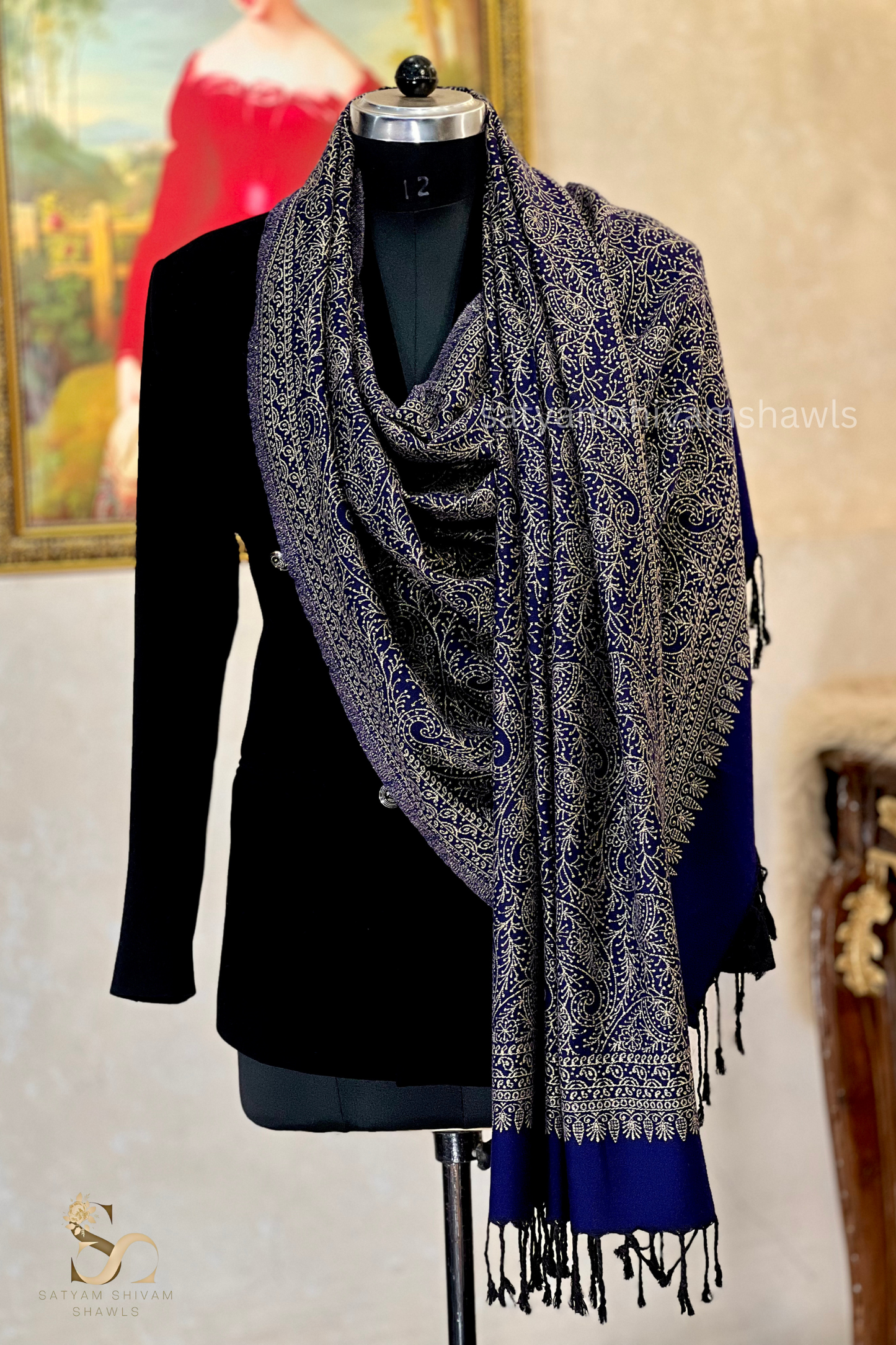 pure wool zari weaved stole