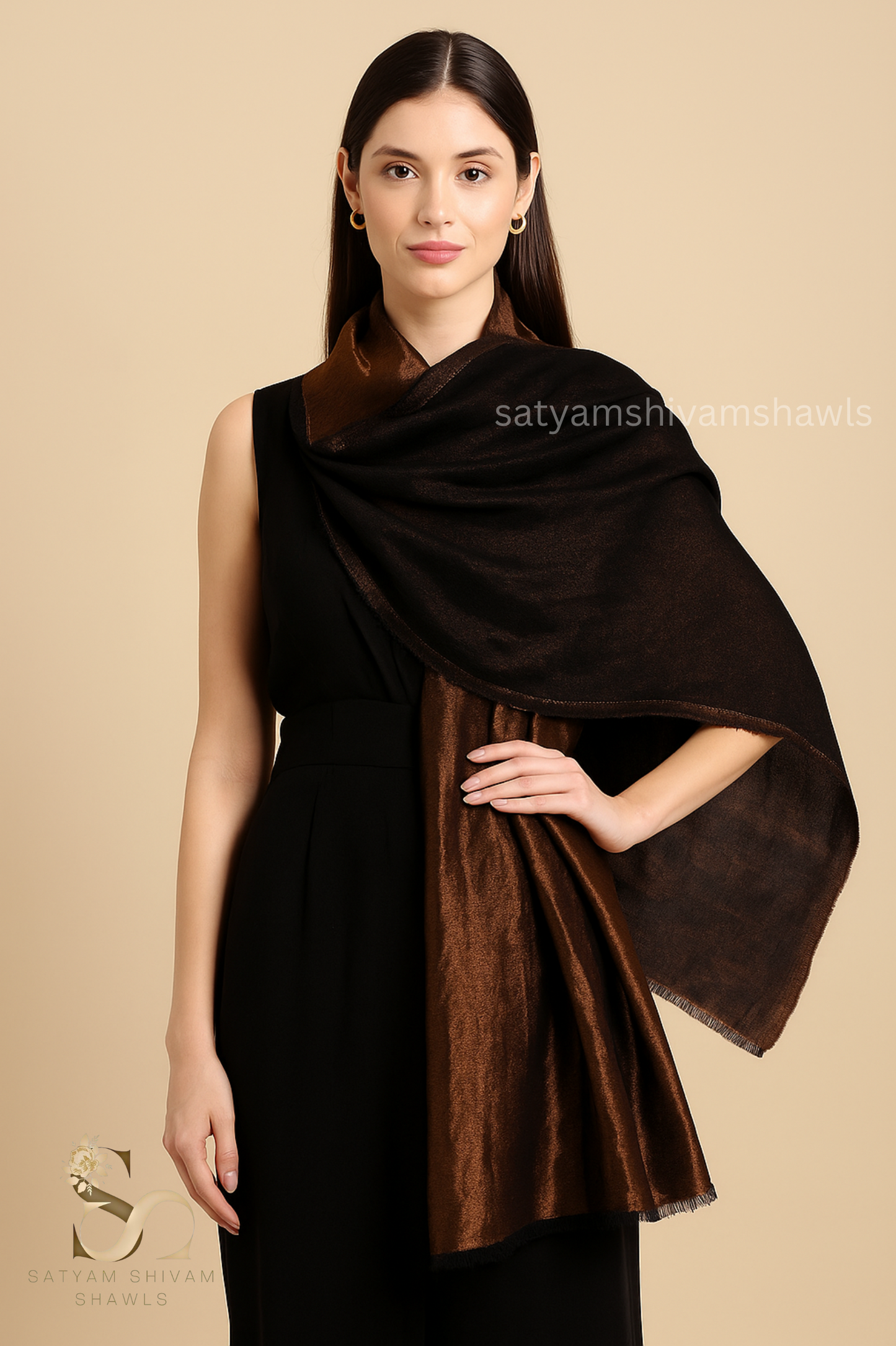 Twilight Collection, Metallic Thread Weave, Fine Wool, black ,gold