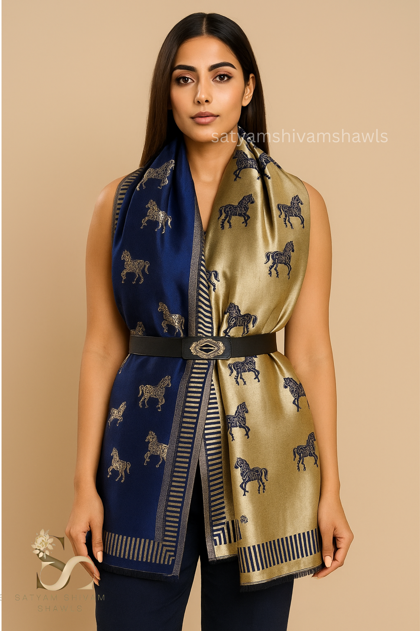 Twilight reversible horse moonlight design shawl