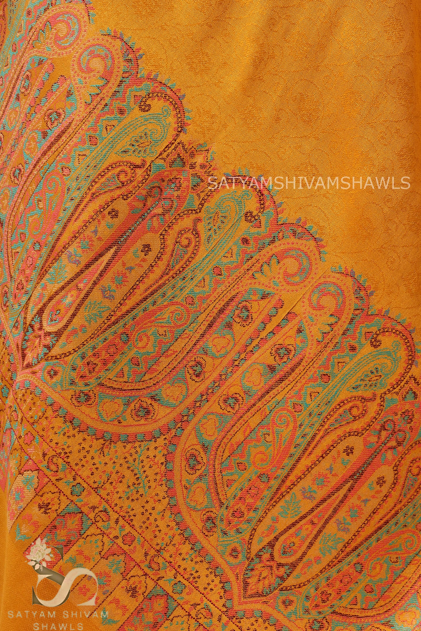 ANAQAT VINTAGE PAISLEY PALLA KANI WOMENS STOLE, MUSTARD
