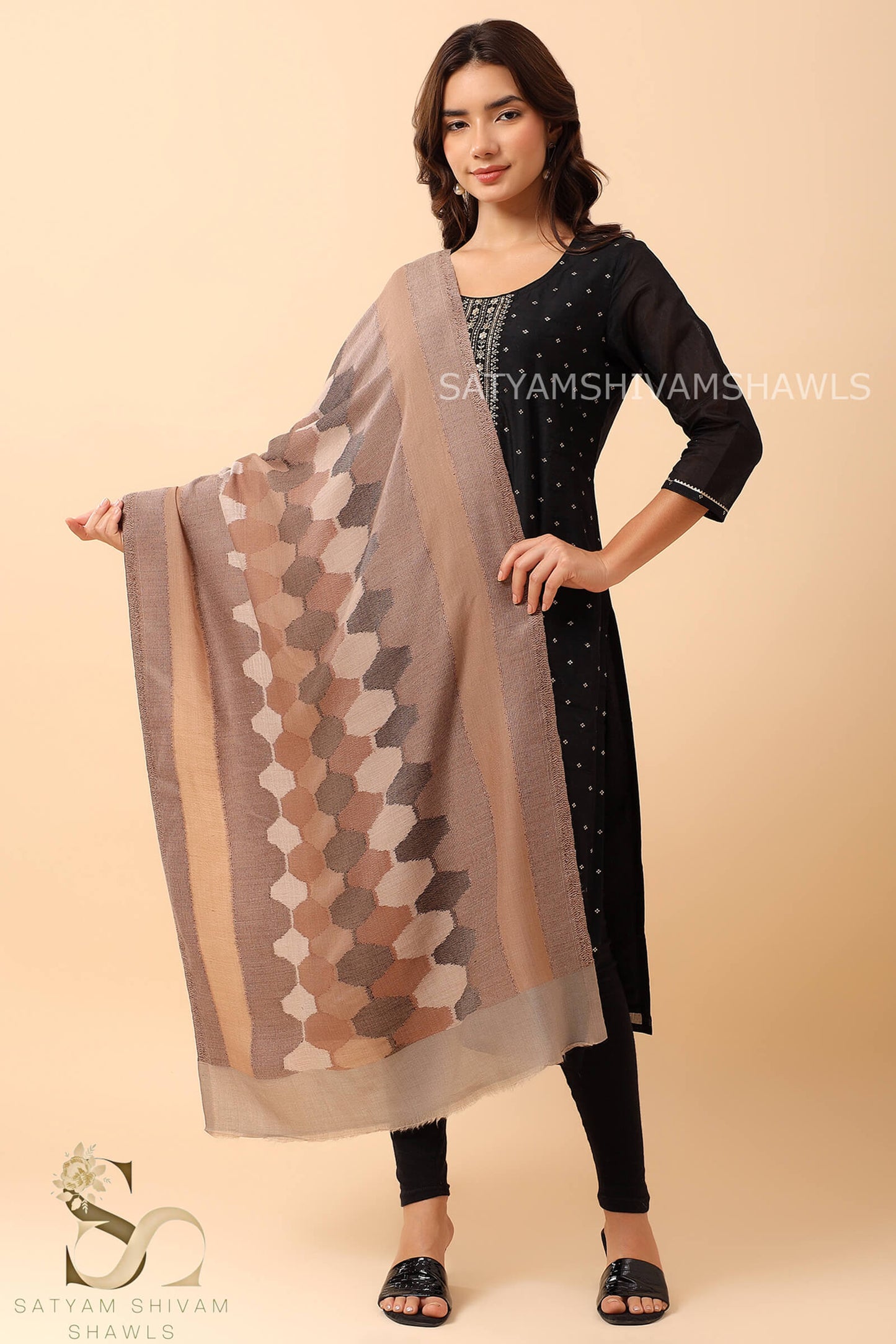 EKAT-E-NOOR PASHMINA EXTRA FINE WOOL STOLE ,WARM,SOFT & LIGHT WEIGHT