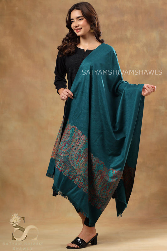 ANAQAT VINTAGE PAISLEY PALLA KANI WOMENS STOLE, C GREEN
