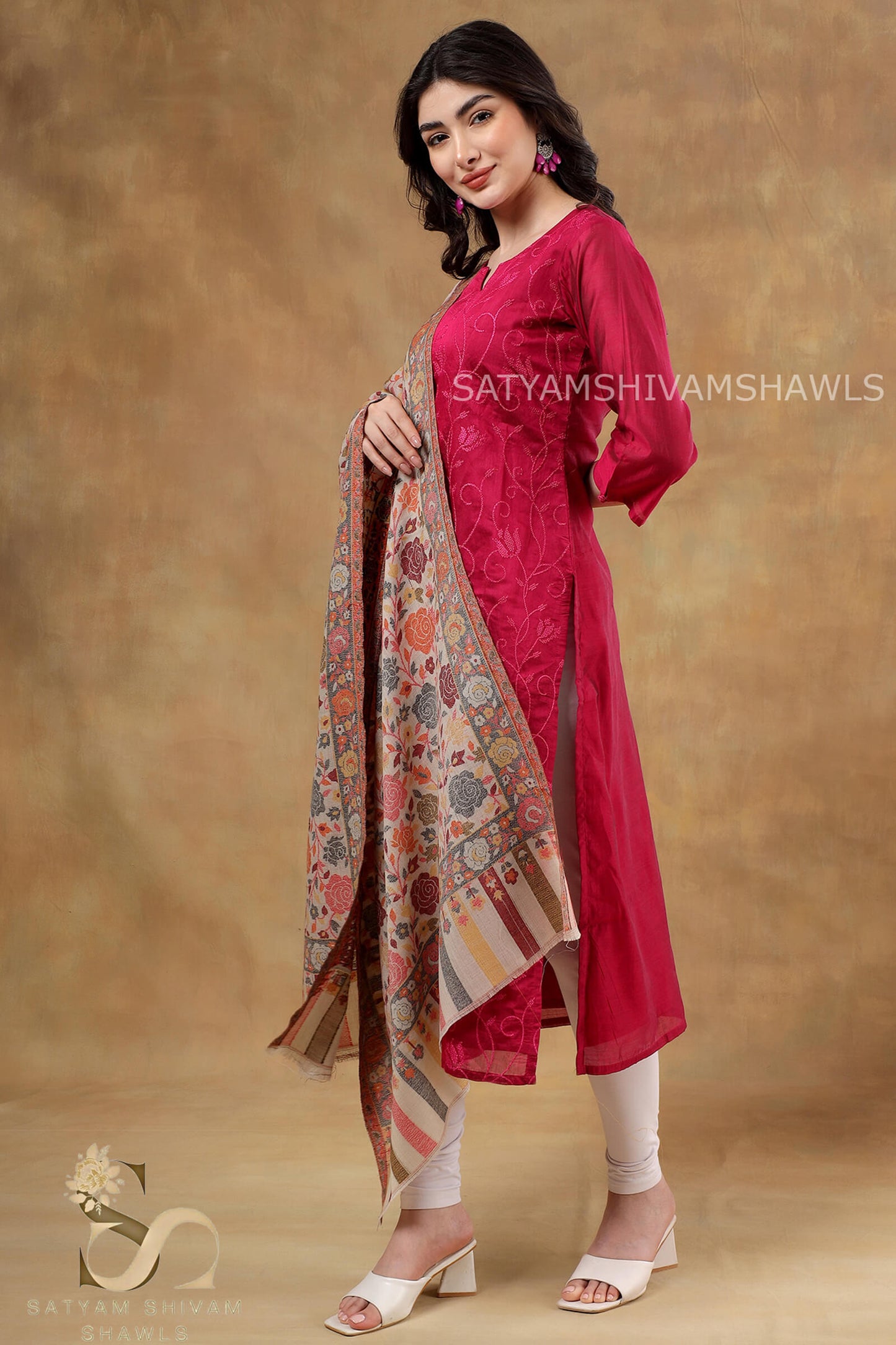 SATYAMSHIVAMSHAWLS HIS AND HER SET OF MENS&WOMENS FINE PASHMINA KANI STOLE WITH PREMIUM GIFT BOX PACKAGING