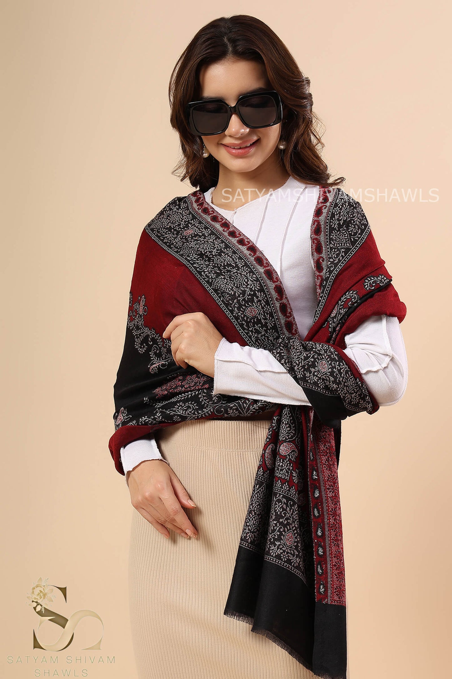 THE PASHMINA EMPRESS EXTRA FINE WOOL KANI STOLE,WARM & SOFT