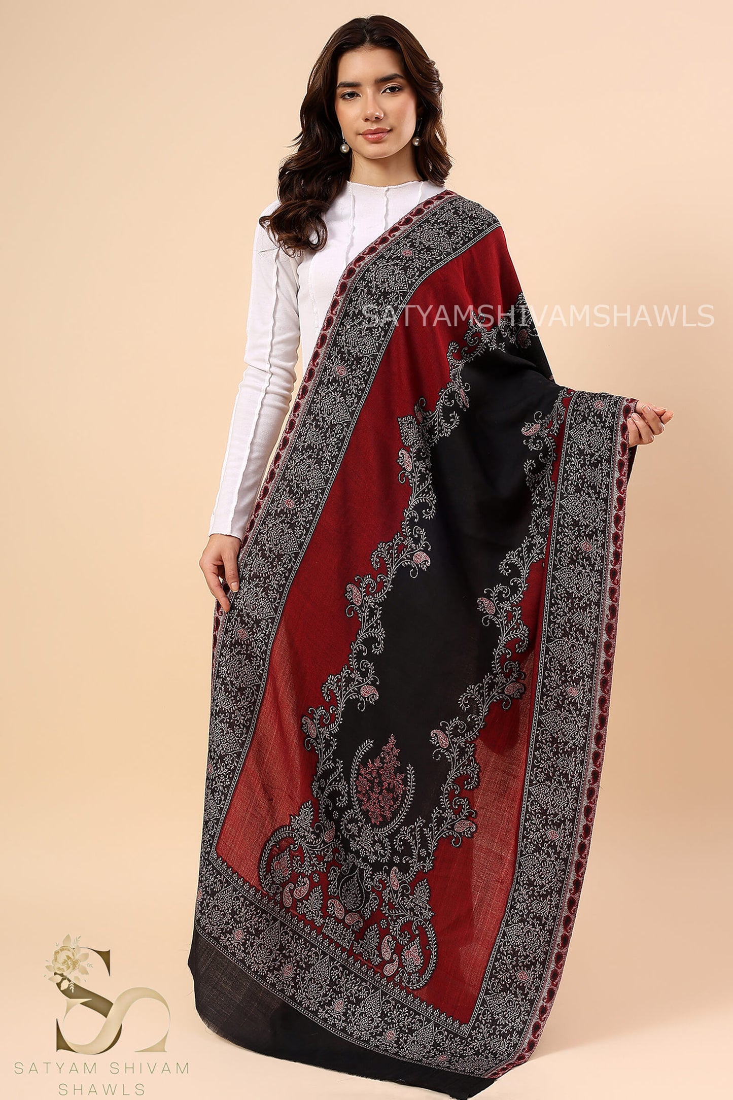 THE PASHMINA EMPRESS EXTRA FINE WOOL KANI STOLE,WARM & SOFT