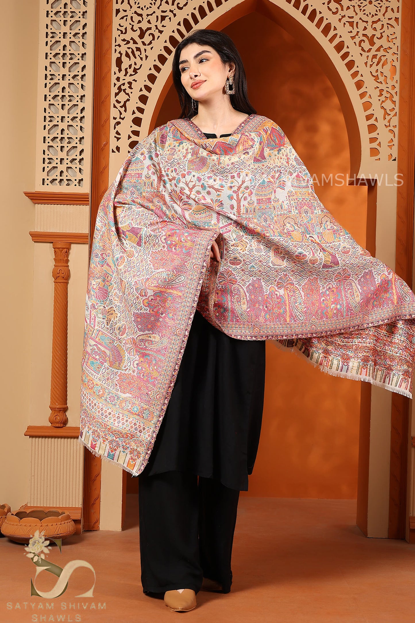 SHAHI DARBAR KANI PASHMINA WOOL STOLE