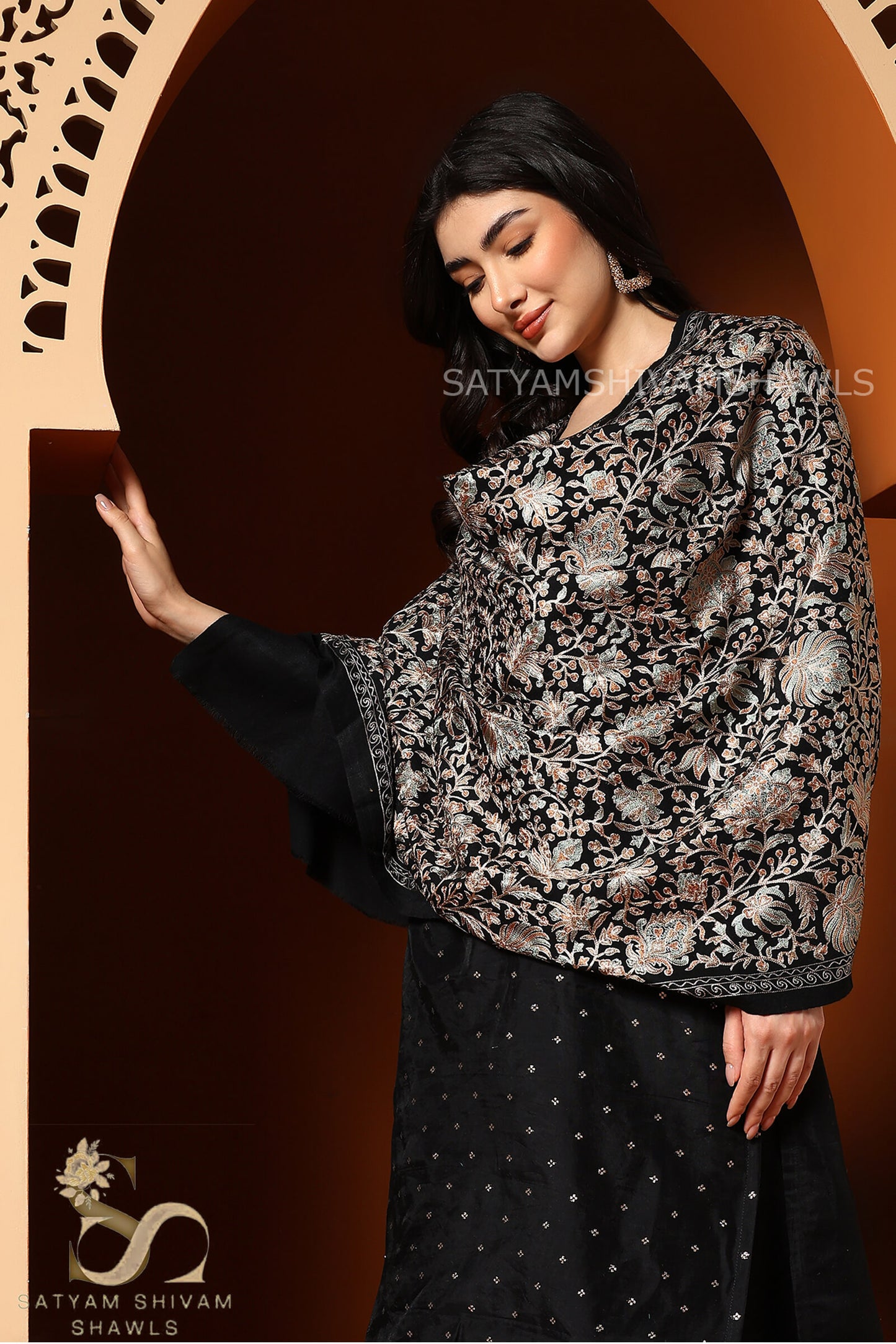 PASHMINA FINE WOOL NALKI EMBROIDERY WEAVE STOLE,WARM & SOFT,