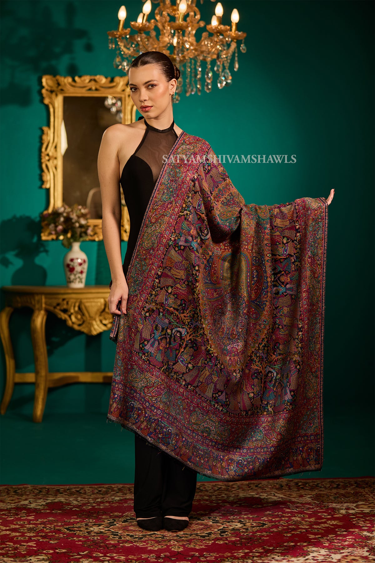 pure wool paisely multi kani design women shawl