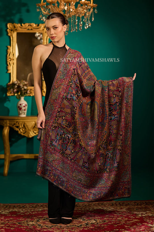pure wool paisely multi kani design women shawl