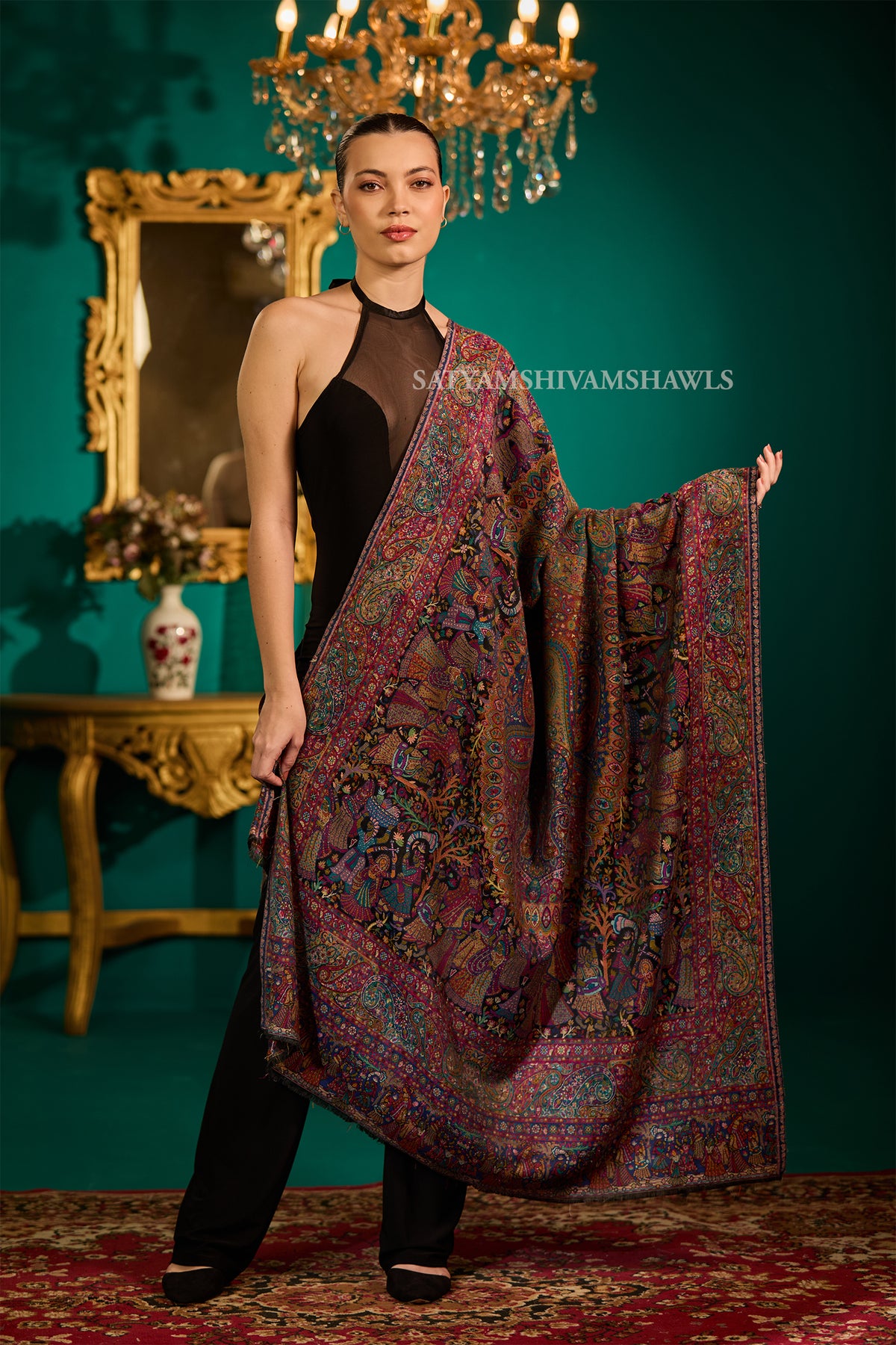 pure wool paisely multi kani design women shawl