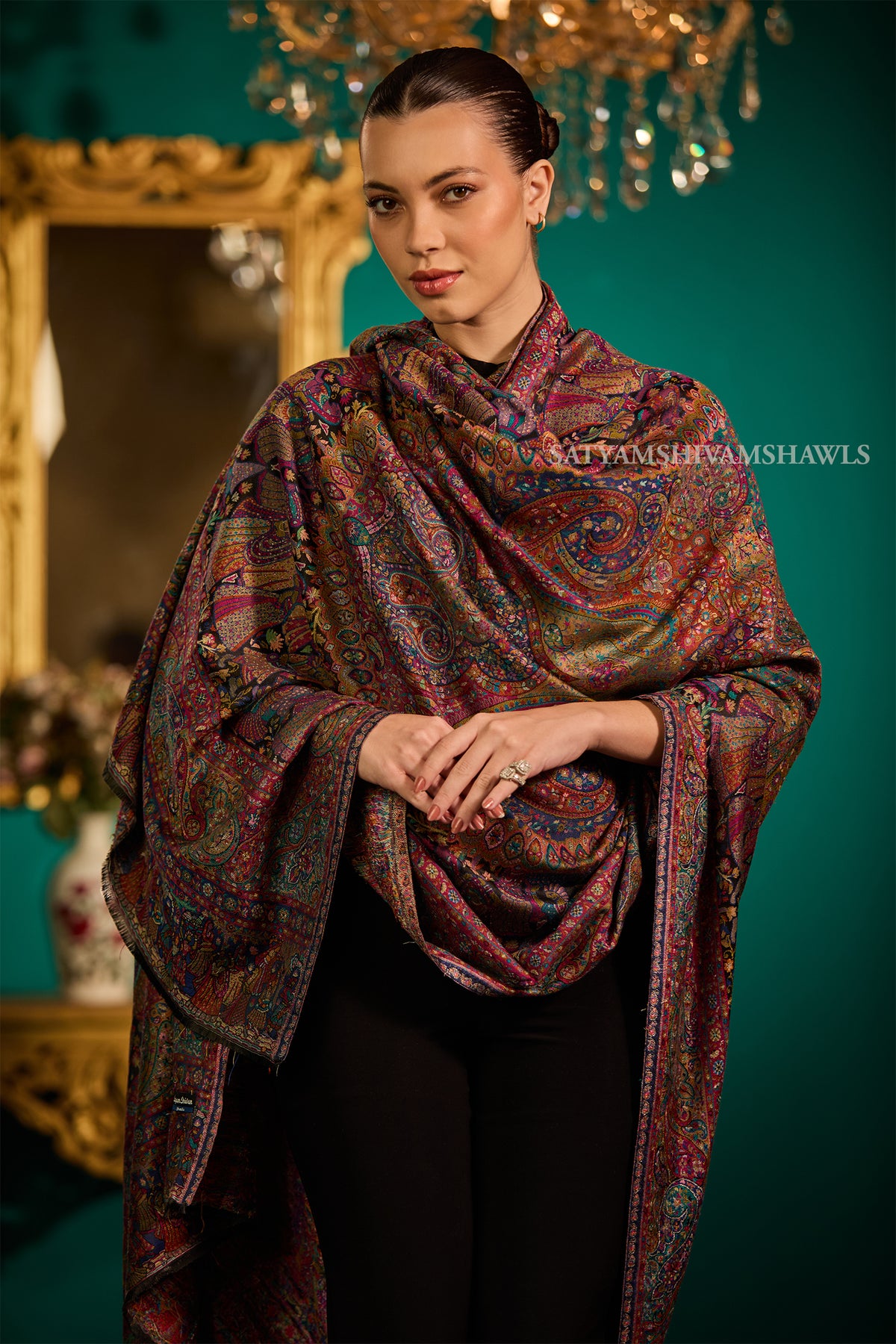 pure wool paisely multi kani design women shawl