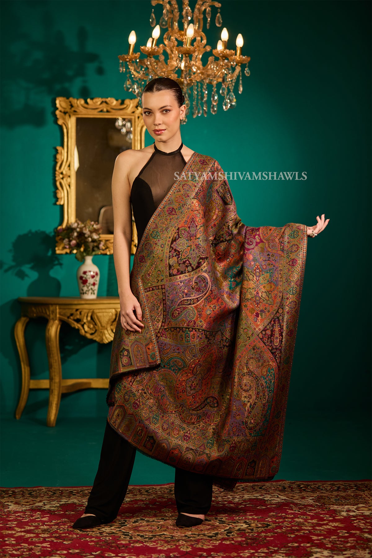 MOONLIGHT REVERSIBLE FINE WOOL PASHMINA WOMEN SHAWL,