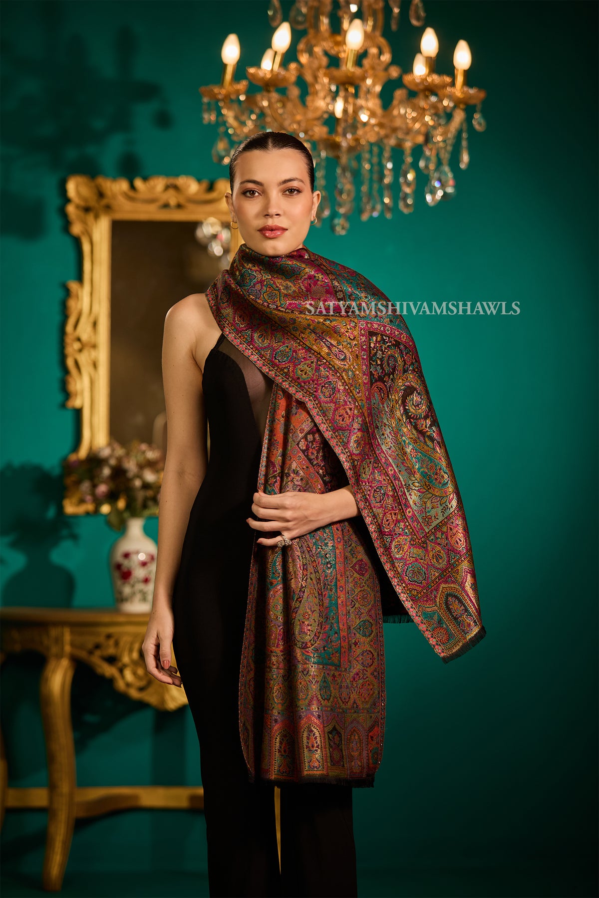 MOONLIGHT REVERSIBLE FINE WOOL PASHMINA WOMEN SHAWL,