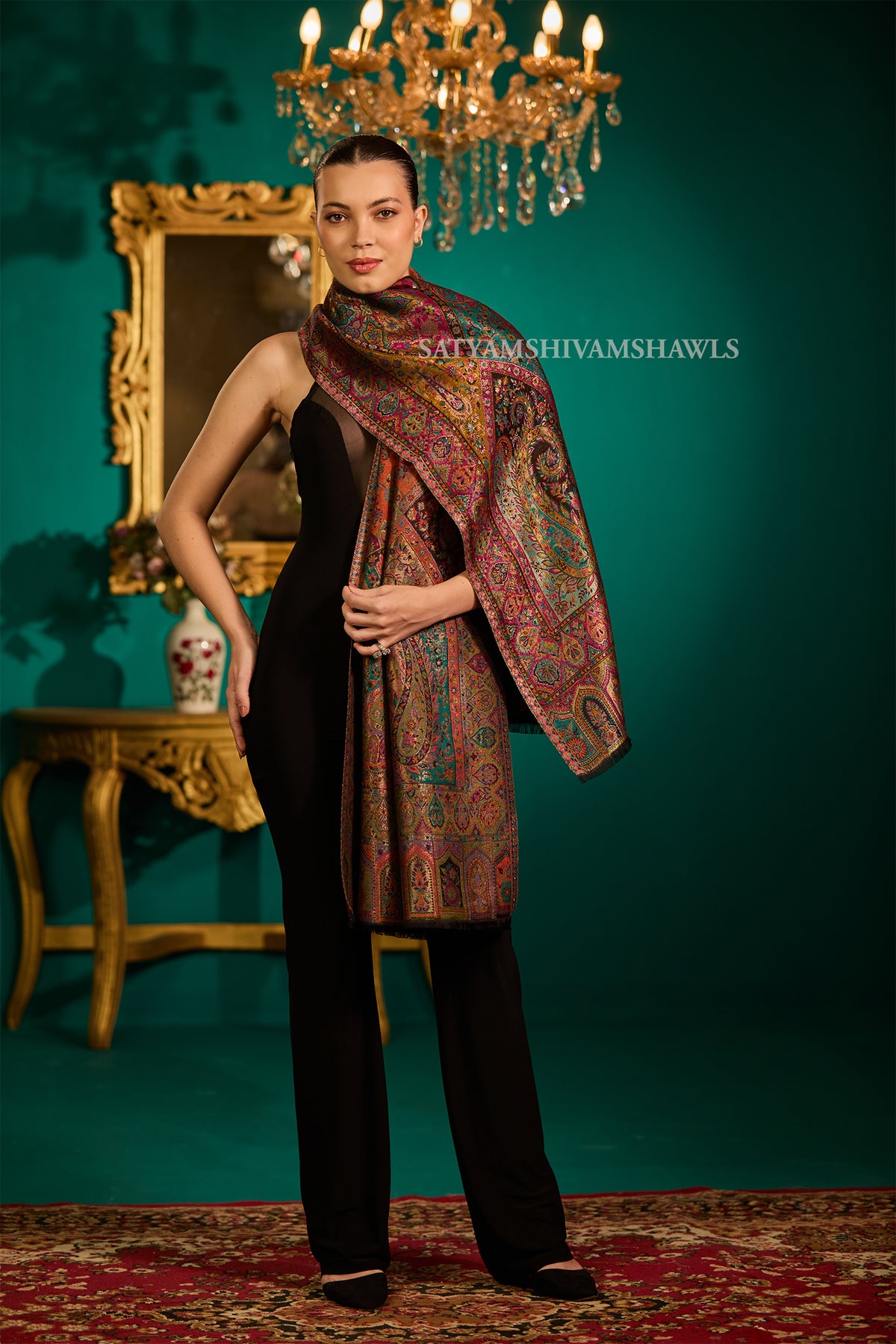 MOONLIGHT REVERSIBLE FINE WOOL PASHMINA WOMEN SHAWL,