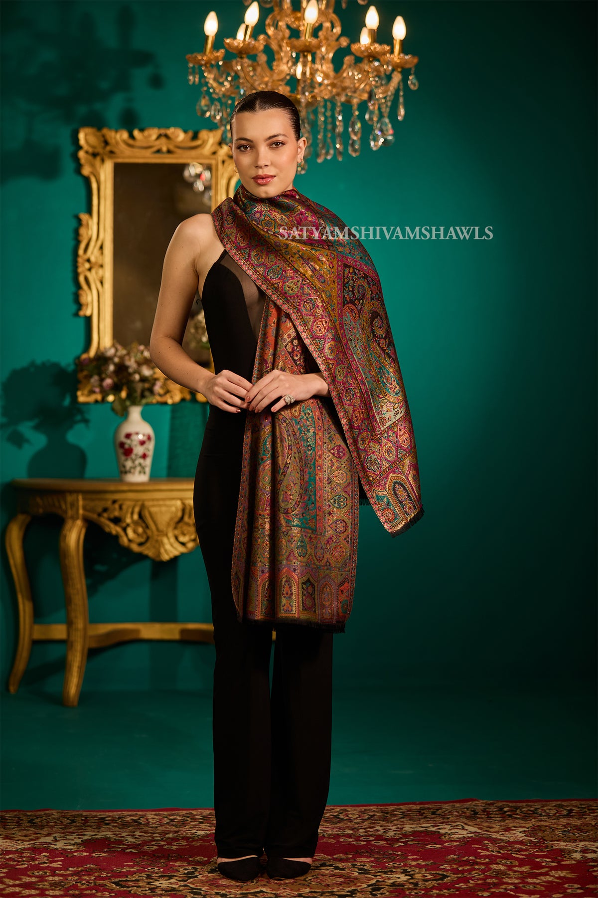 MOONLIGHT REVERSIBLE FINE WOOL PASHMINA WOMEN SHAWL,