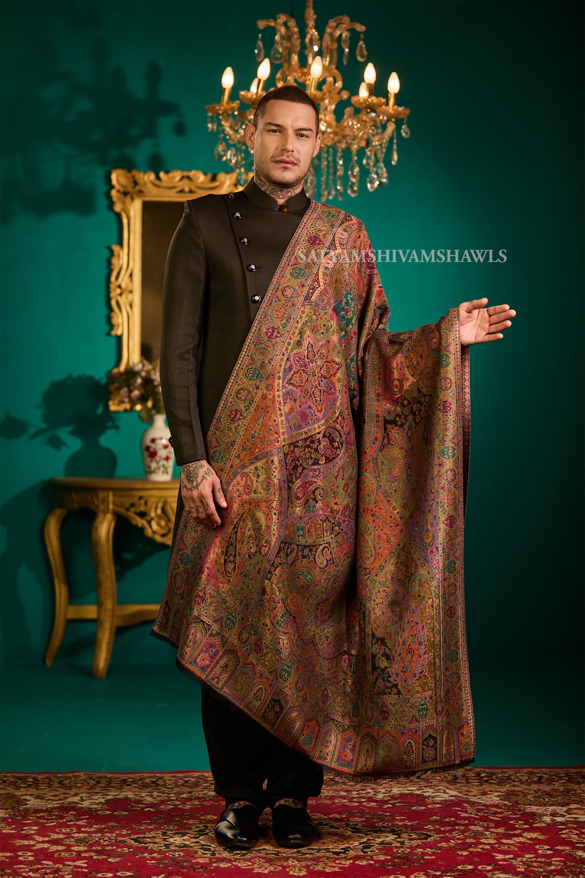 Moonlight Vintage Reversible Paisley Shawl