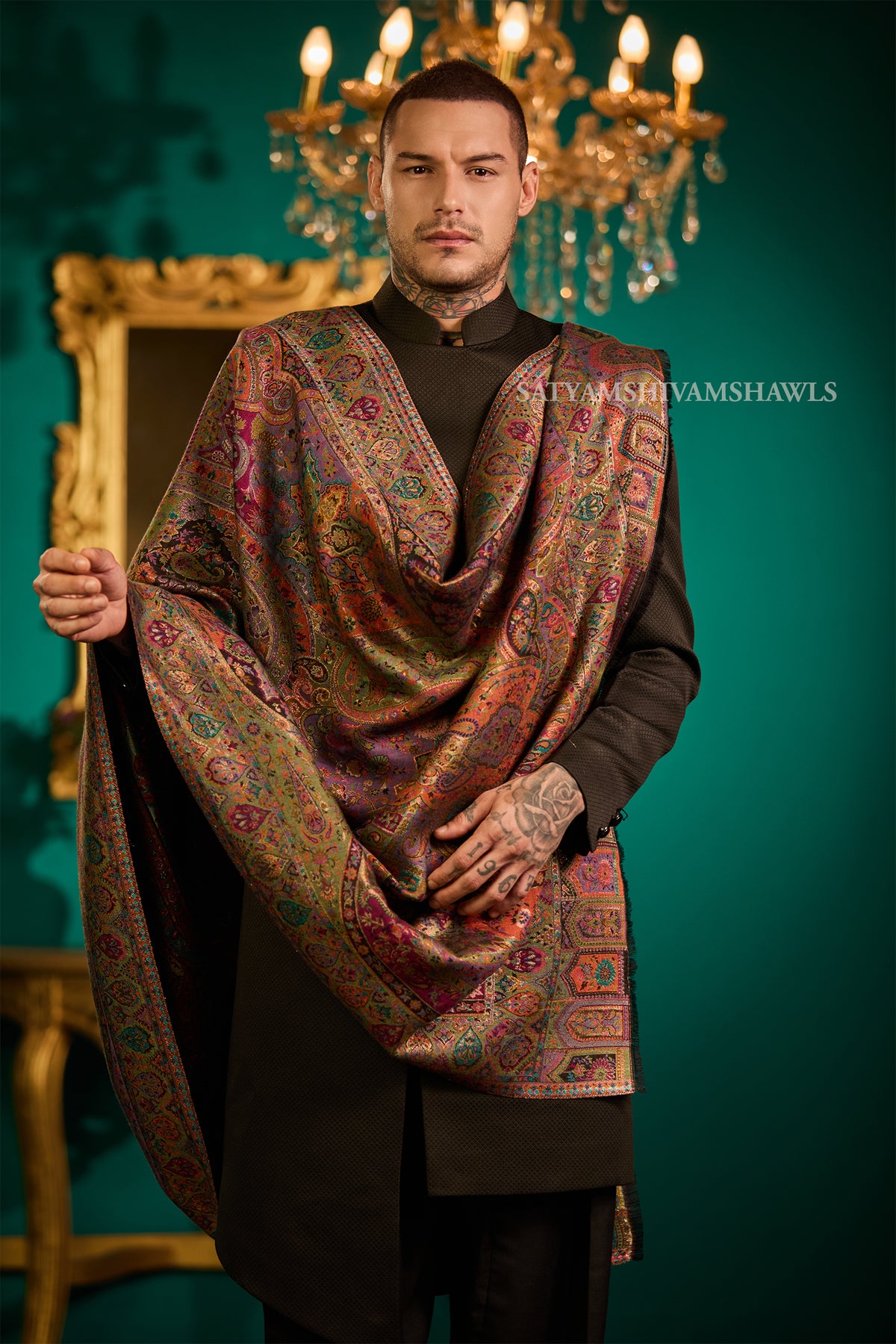 Moonlight Vintage Reversible Paisley Shawl