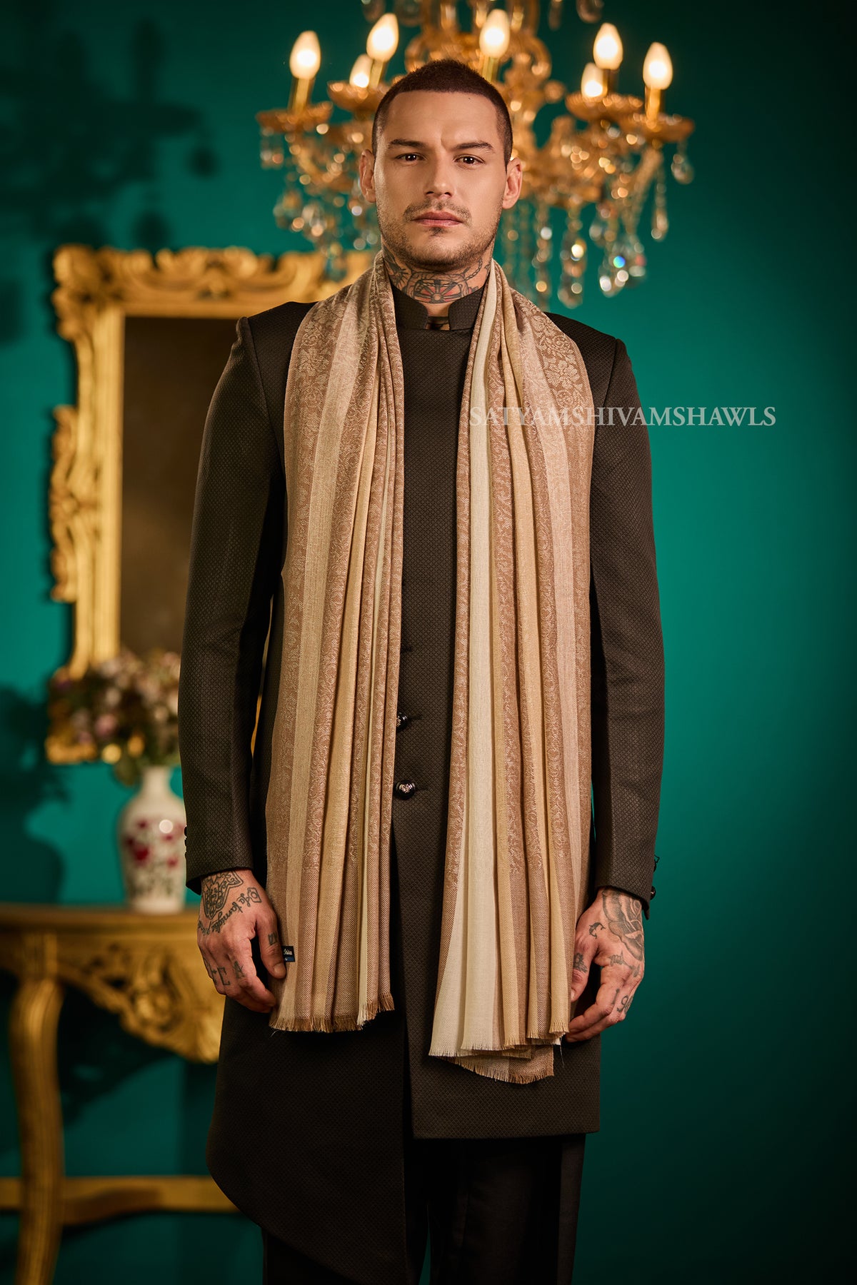 Royal Striped Paisley Men’s Shawl
