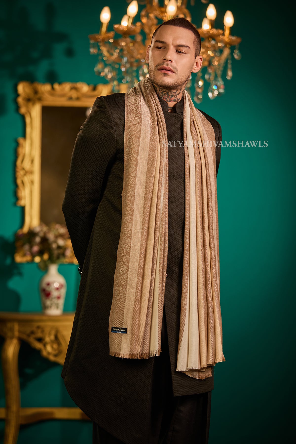 Royal Striped Paisley Men’s Shawl
