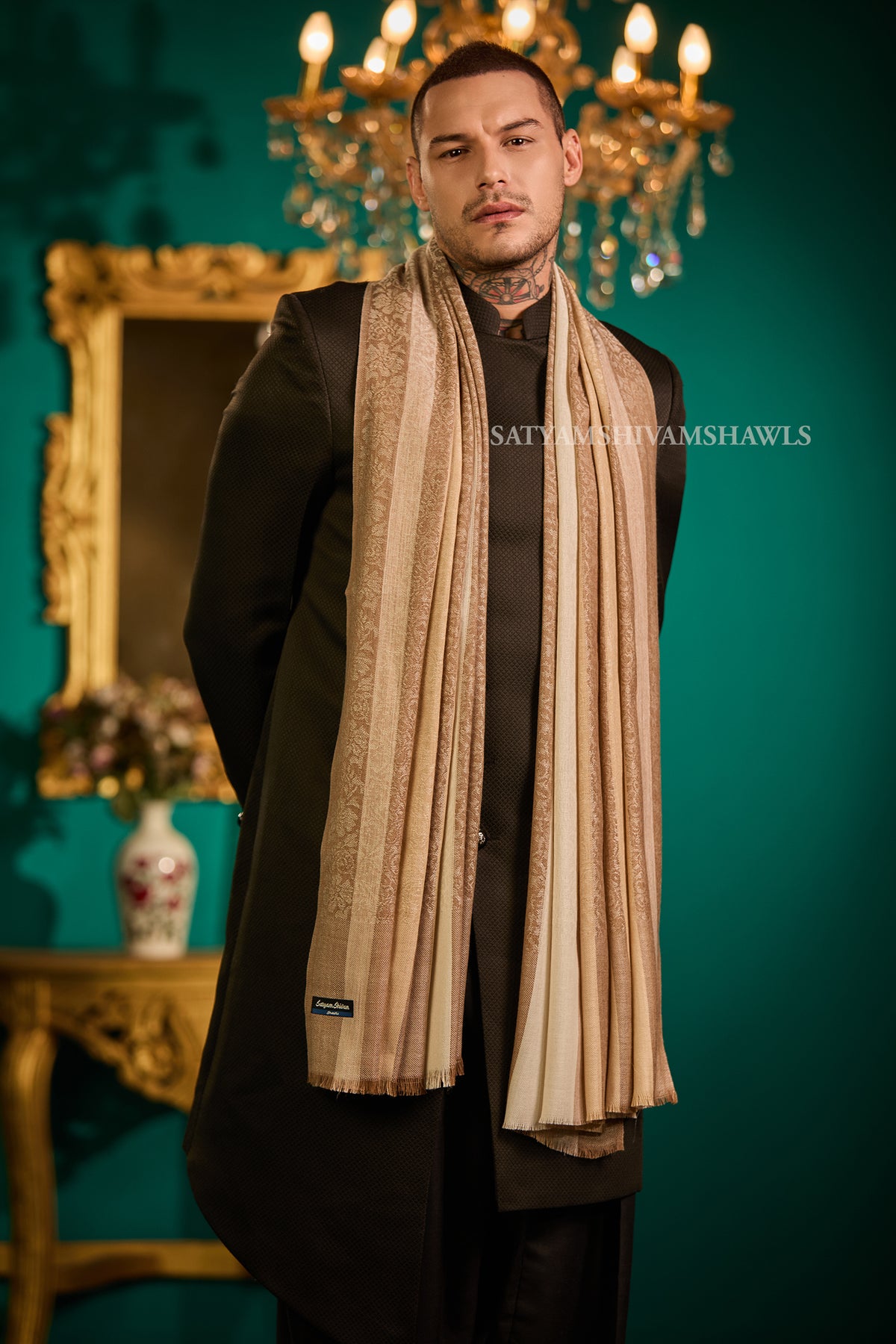 Royal Striped Paisley Men’s Shawl