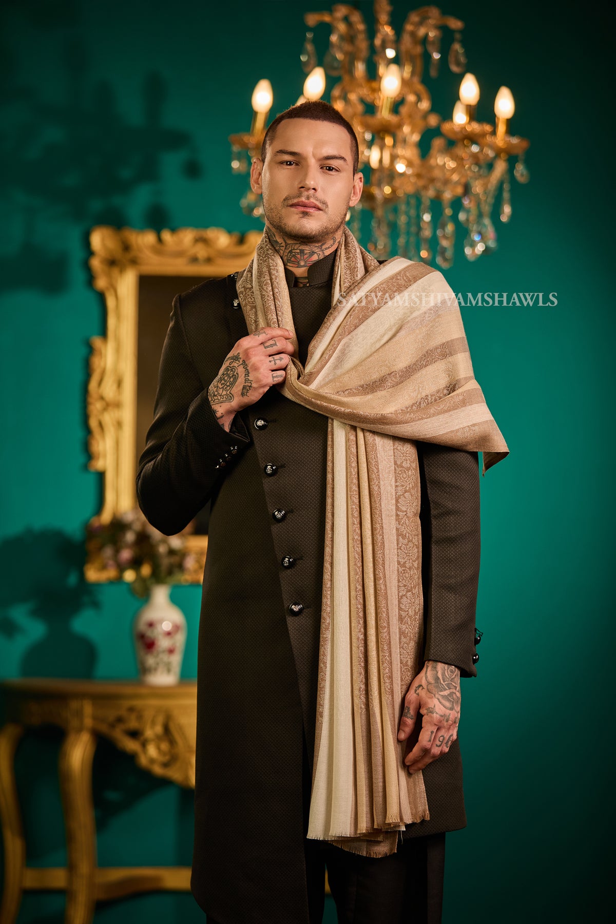 Royal Striped Paisley Men’s Shawl