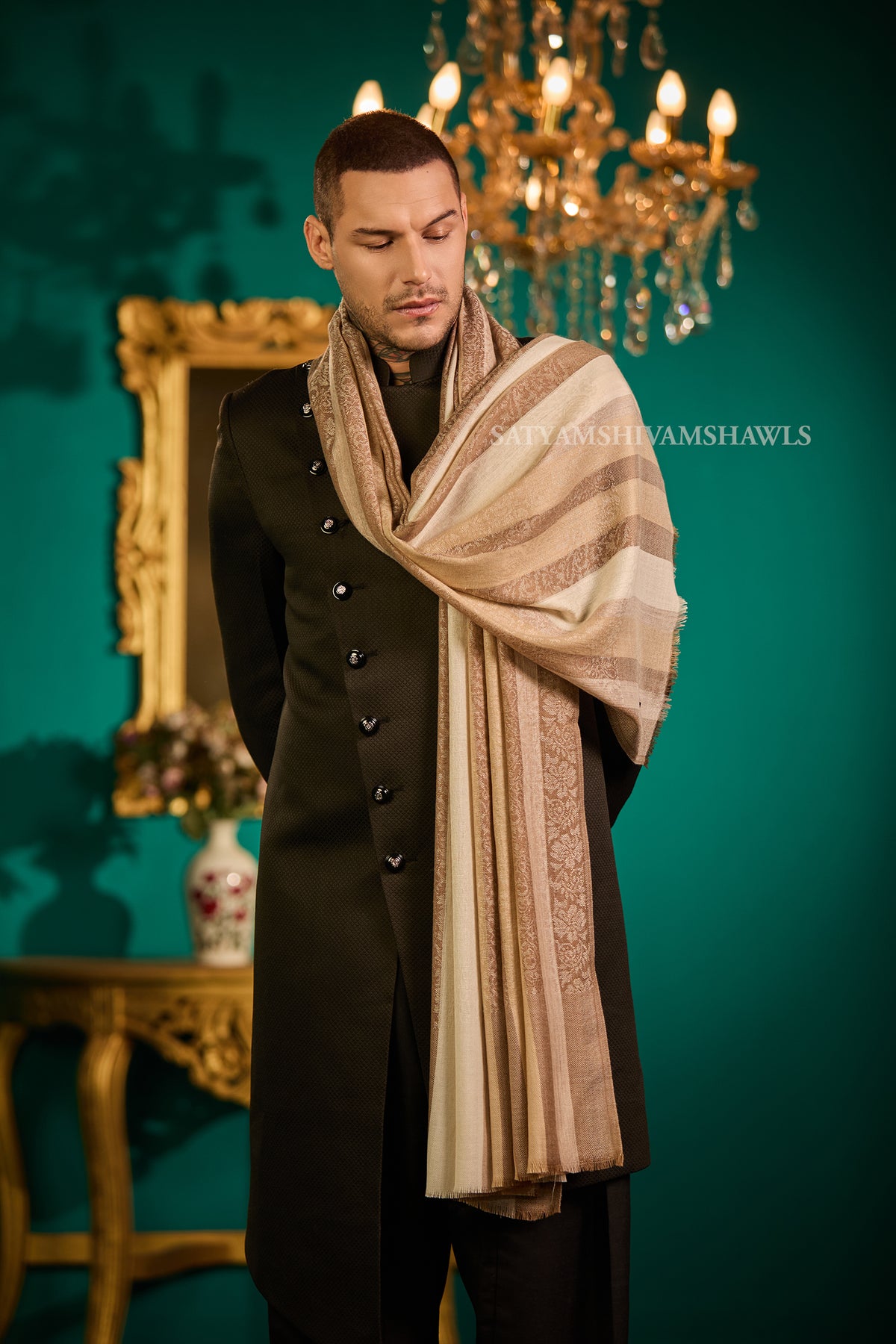 Royal Striped Paisley Men’s Shawl