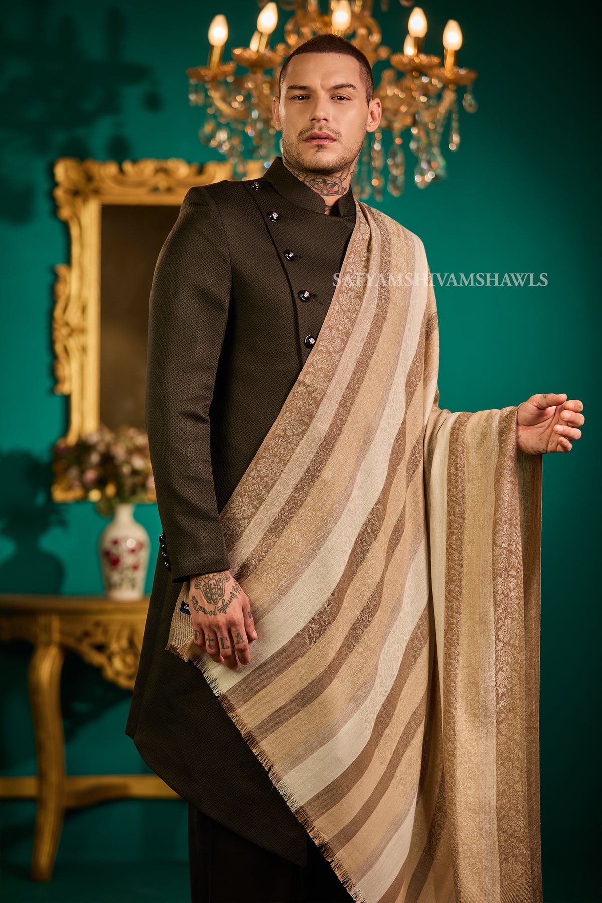 Royal Striped Paisley Men’s Shawl