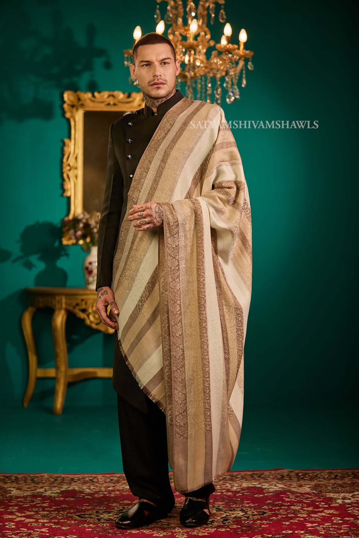Royal Striped Paisley Men’s Shawl