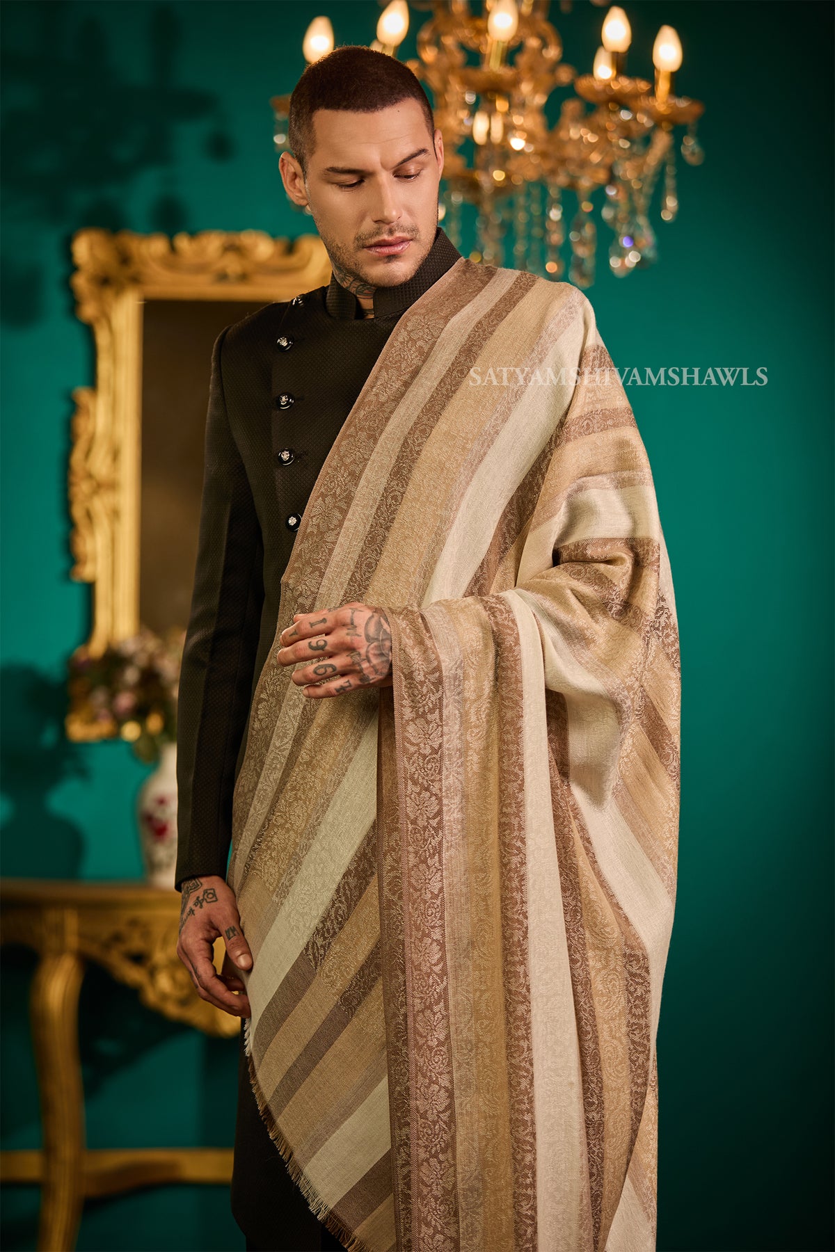 Royal Striped Paisley Men’s Shawl