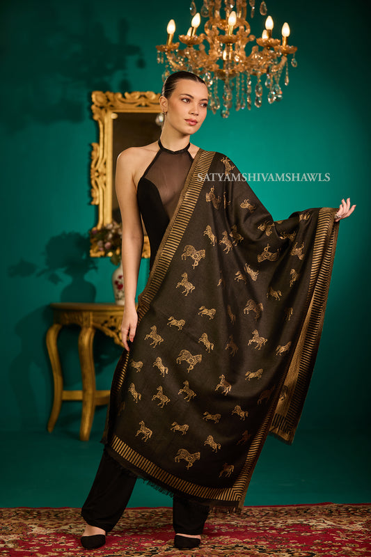 Twilight reversible horse moonlight design stole ,black