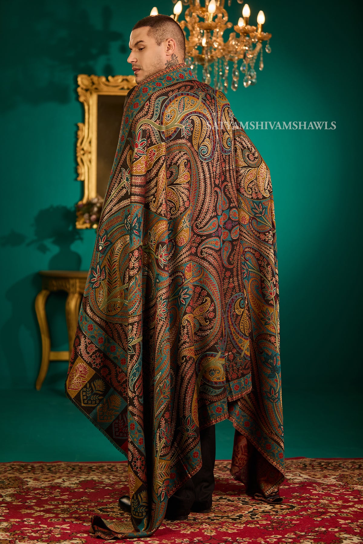 Mens Fine Wool  Moonlight Reversible Shawl, Royal Collection  Big size