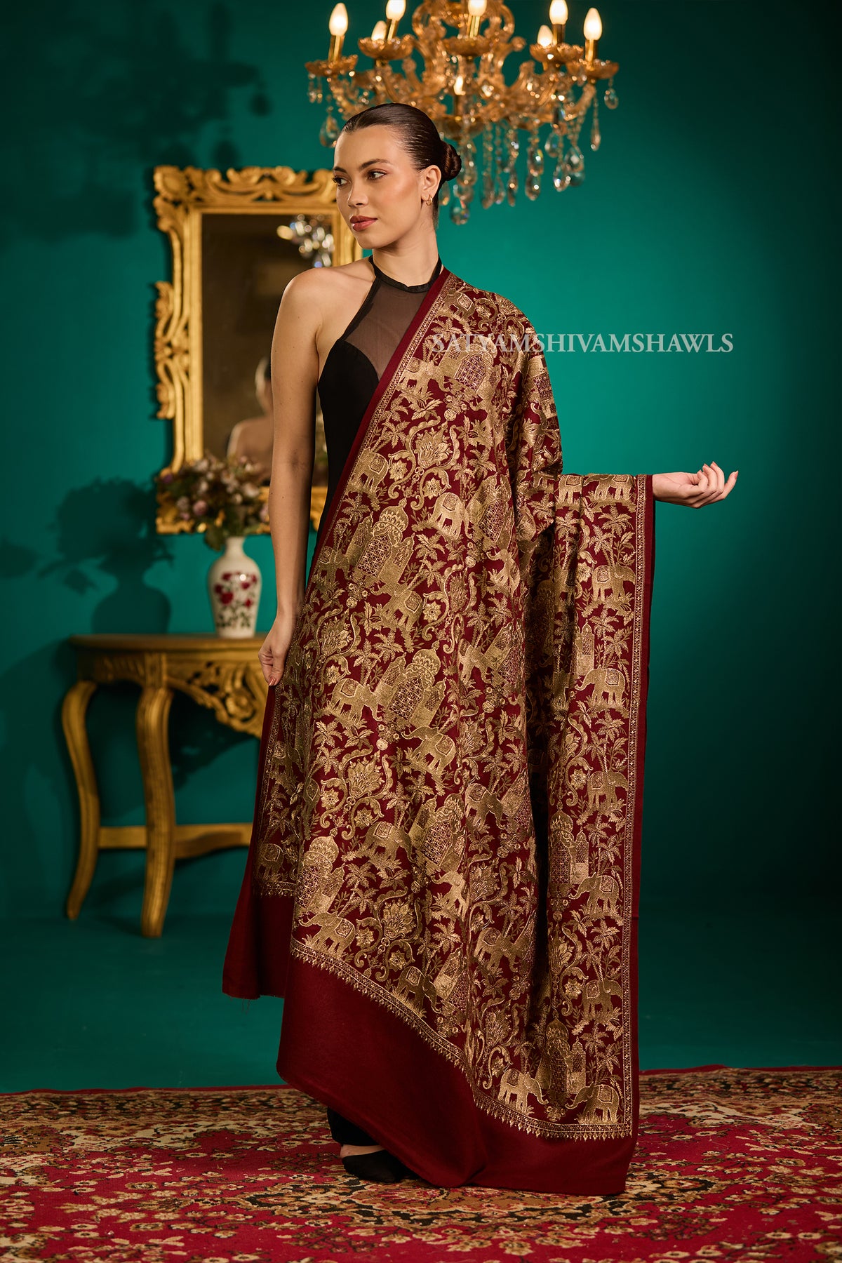 SHIKAAR-E-KASHMIR" TILLA EMBRODIERY FINE PASHMINA WOOL, WARM AND SOFT,