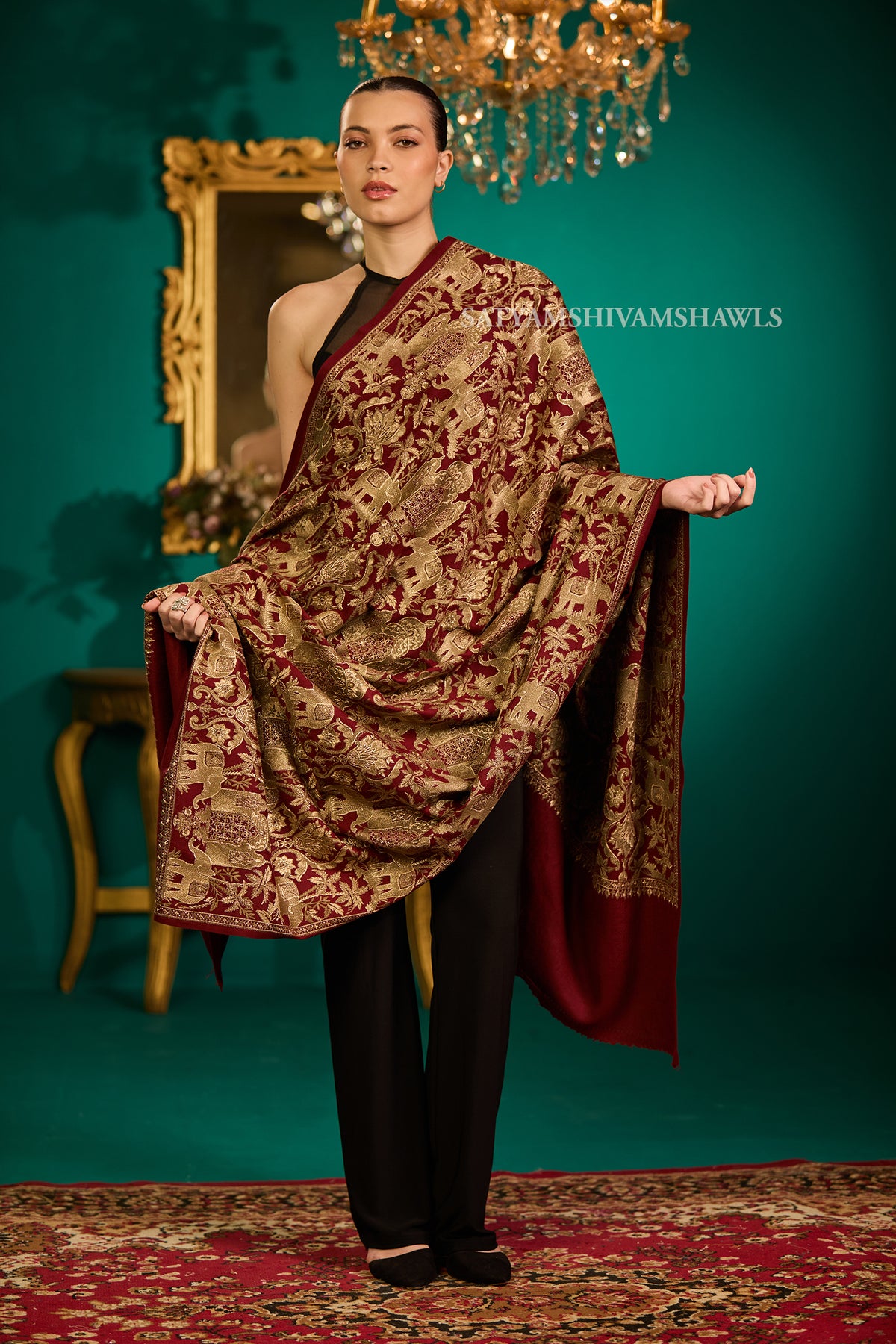 SHIKAAR-E-KASHMIR" TILLA EMBRODIERY FINE PASHMINA WOOL, WARM AND SOFT,