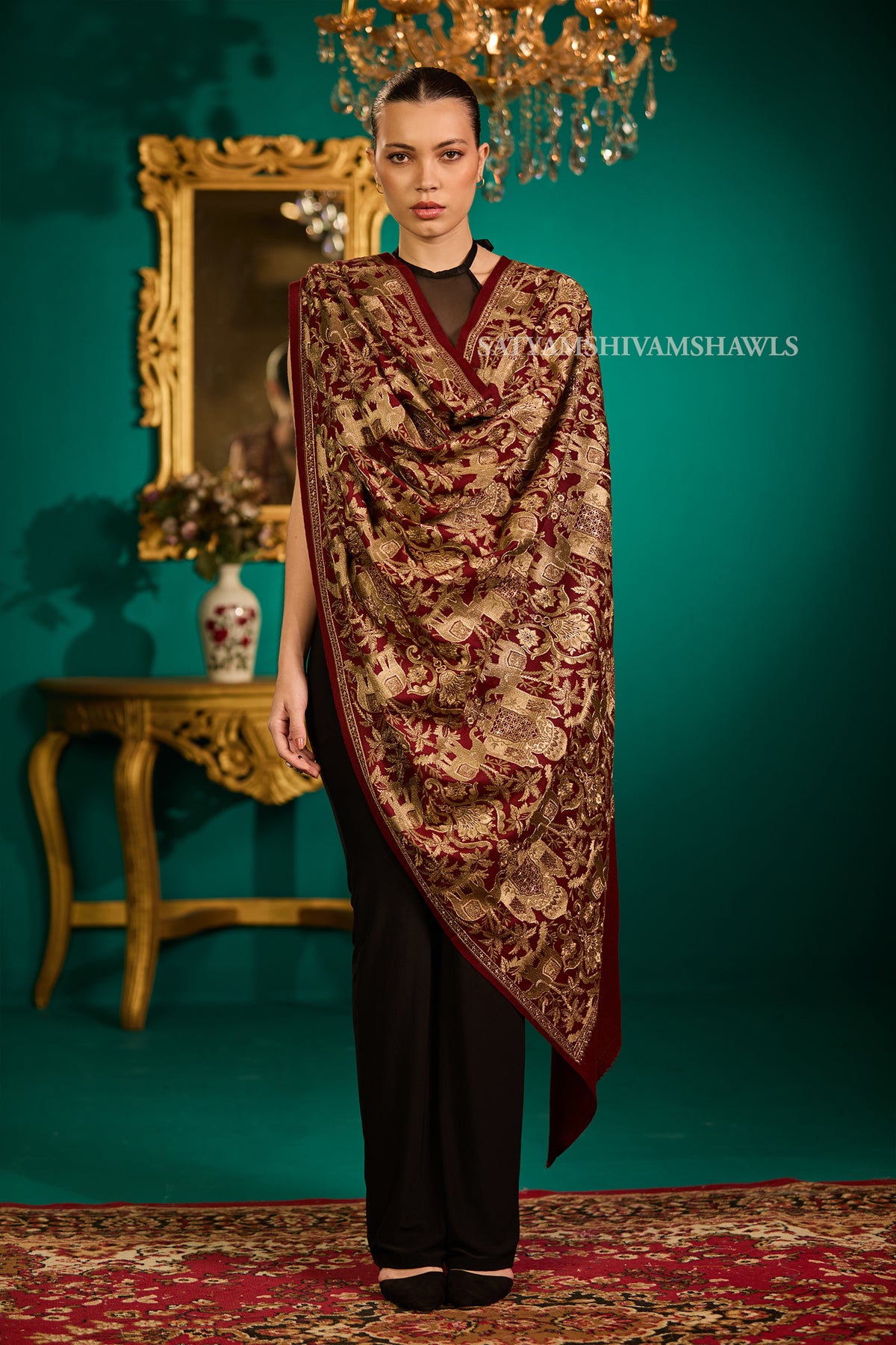 SHIKAAR-E-KASHMIR" TILLA EMBRODIERY FINE PASHMINA WOOL, WARM AND SOFT,