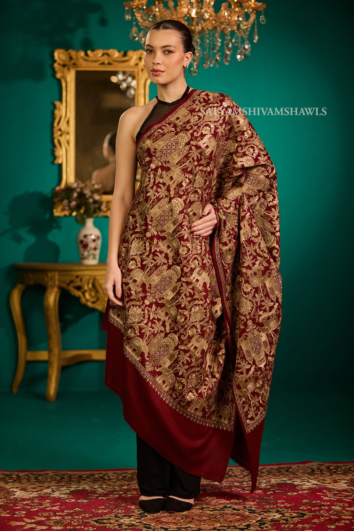 SHIKAAR-E-KASHMIR" TILLA EMBRODIERY FINE PASHMINA WOOL, WARM AND SOFT,