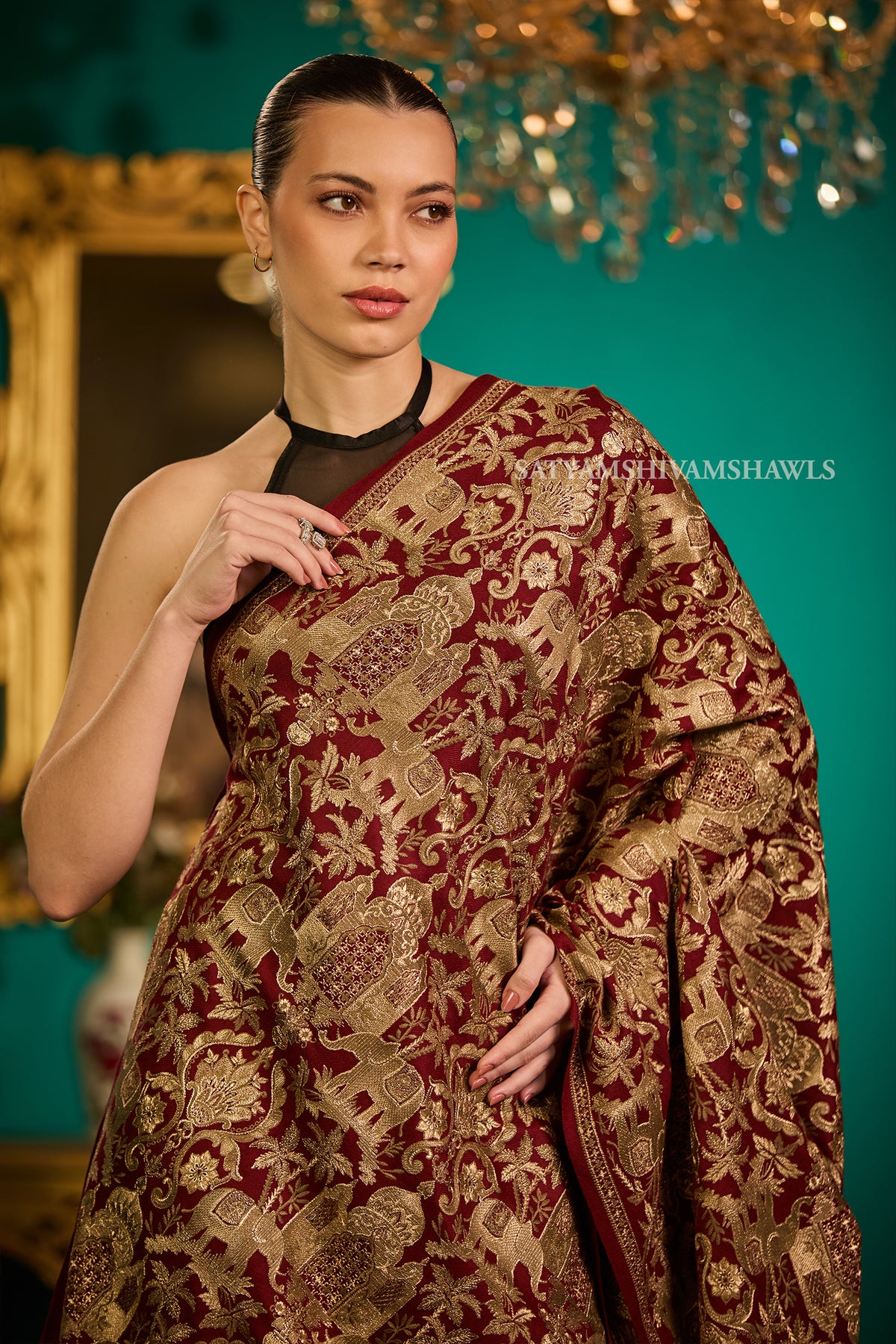 SHIKAAR-E-KASHMIR" TILLA EMBRODIERY FINE PASHMINA WOOL, WARM AND SOFT,
