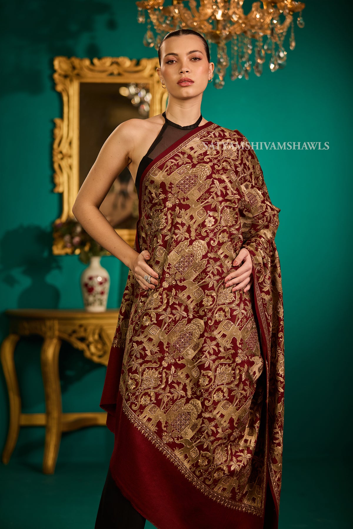 SHIKAAR-E-KASHMIR" TILLA EMBRODIERY FINE PASHMINA WOOL, WARM AND SOFT,