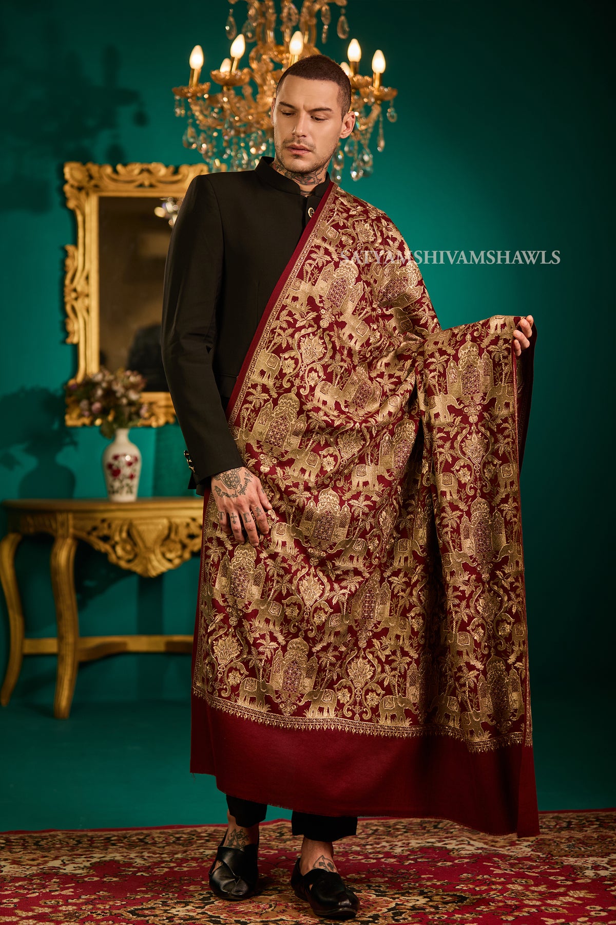 SHIKAAR-E-KASHMIR" TILLA EMBRODIERY FINE PASHMINA WOOL, WARM AND SOFT,