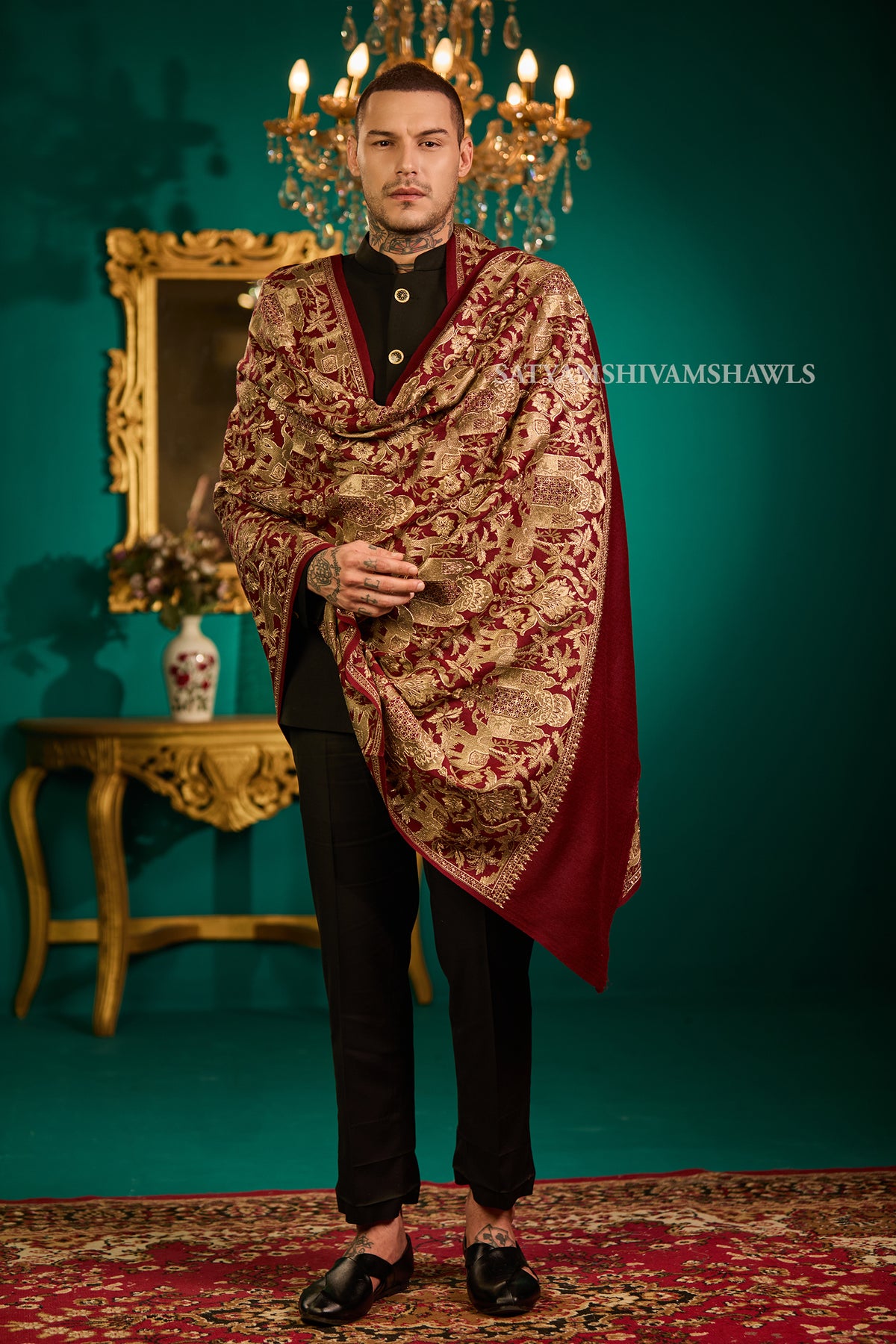 SHIKAAR-E-KASHMIR" TILLA EMBRODIERY FINE PASHMINA WOOL, WARM AND SOFT,