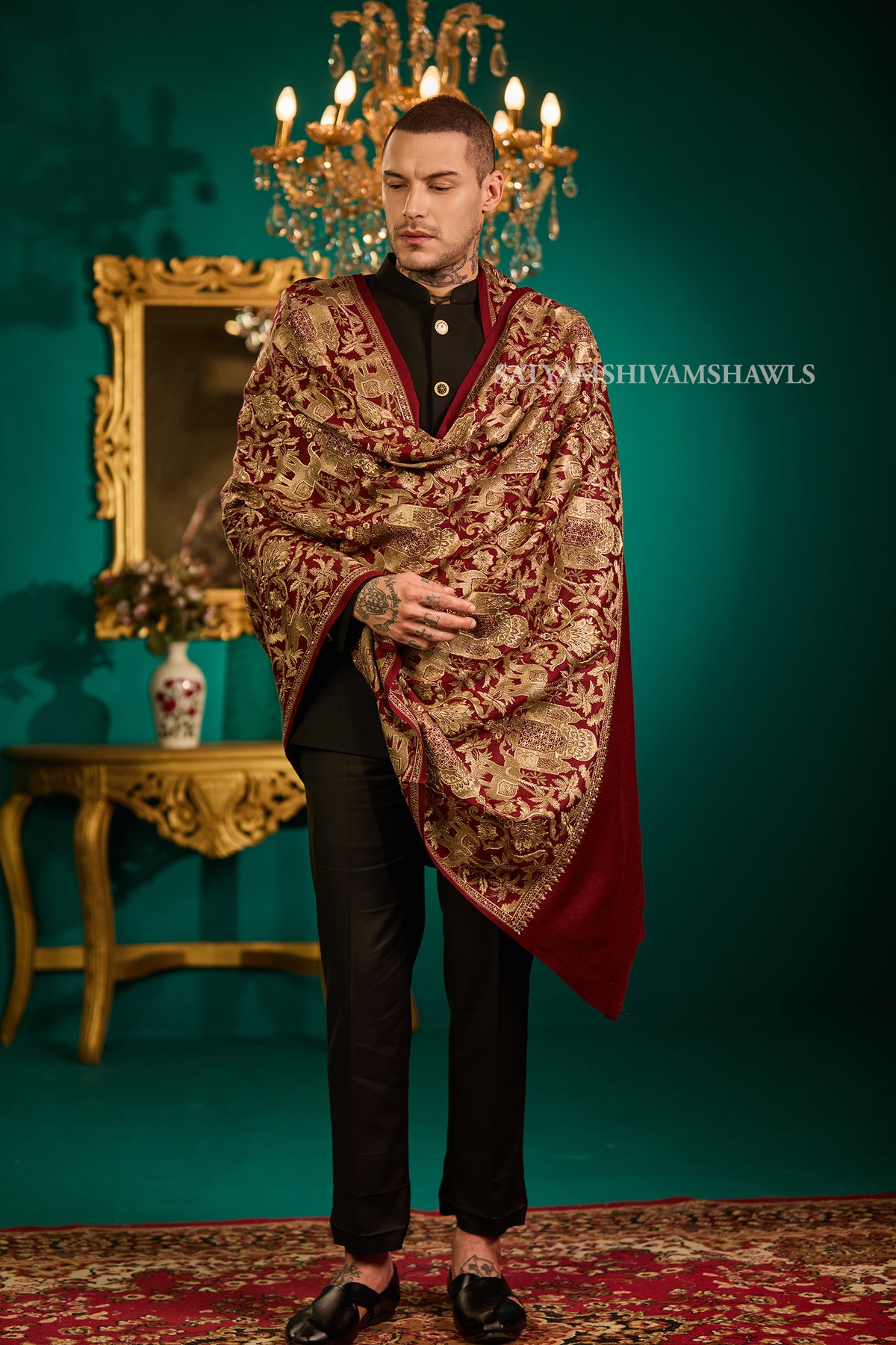 SHIKAAR-E-KASHMIR" TILLA EMBRODIERY FINE PASHMINA WOOL, WARM AND SOFT,