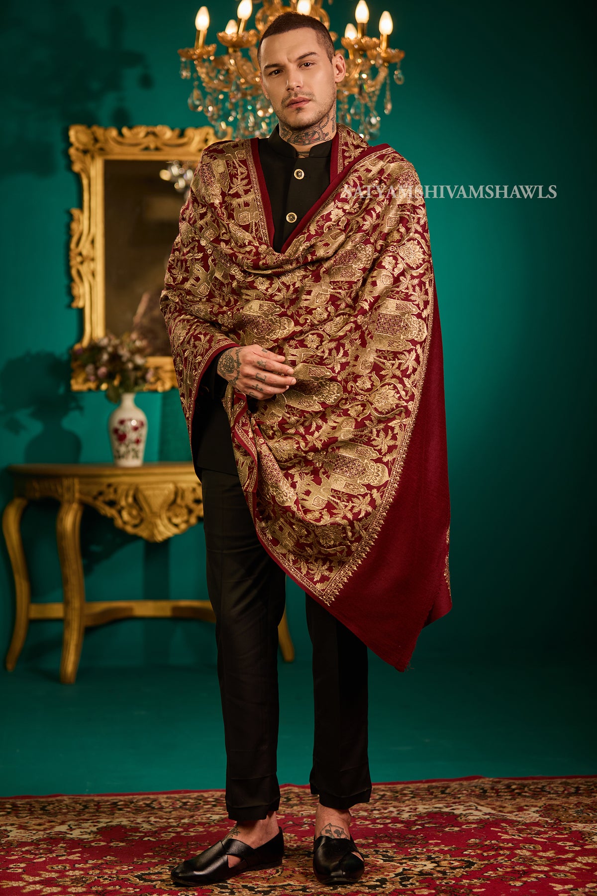 SHIKAAR-E-KASHMIR" TILLA EMBRODIERY FINE PASHMINA WOOL, WARM AND SOFT,