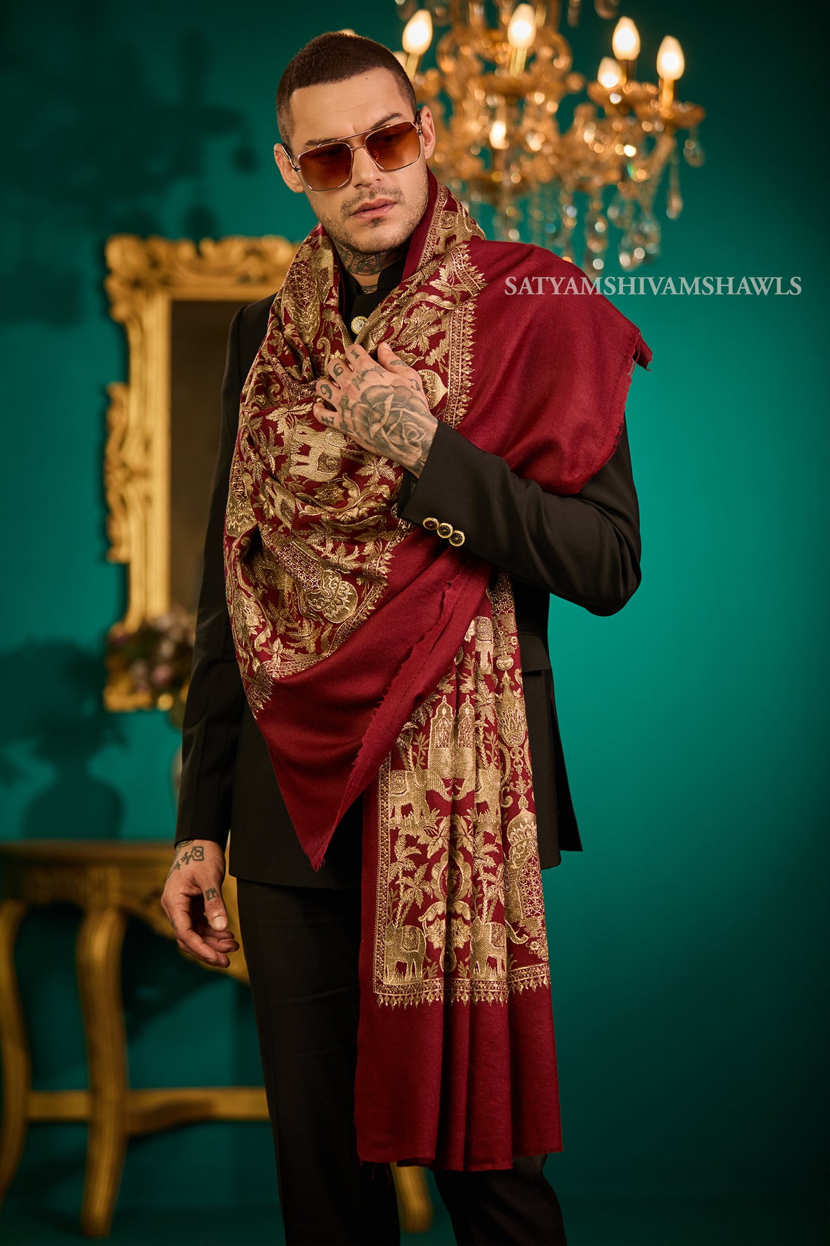SHIKAAR-E-KASHMIR" TILLA EMBRODIERY FINE PASHMINA WOOL, WARM AND SOFT,
