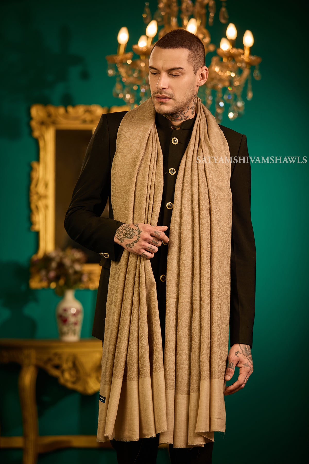 Elegant Self-Design Men’s Shawl Big Size