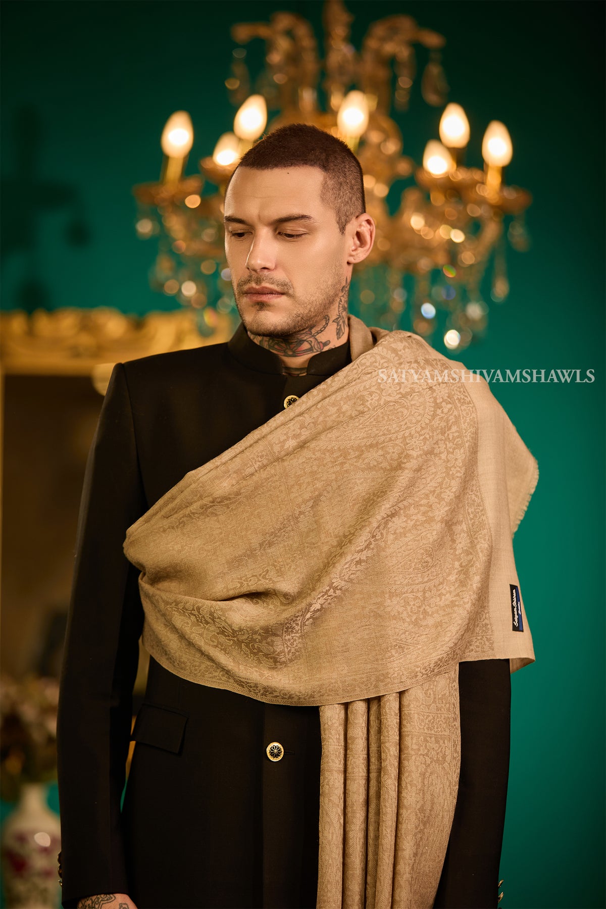 Elegant Self-Design Men’s Shawl Big Size