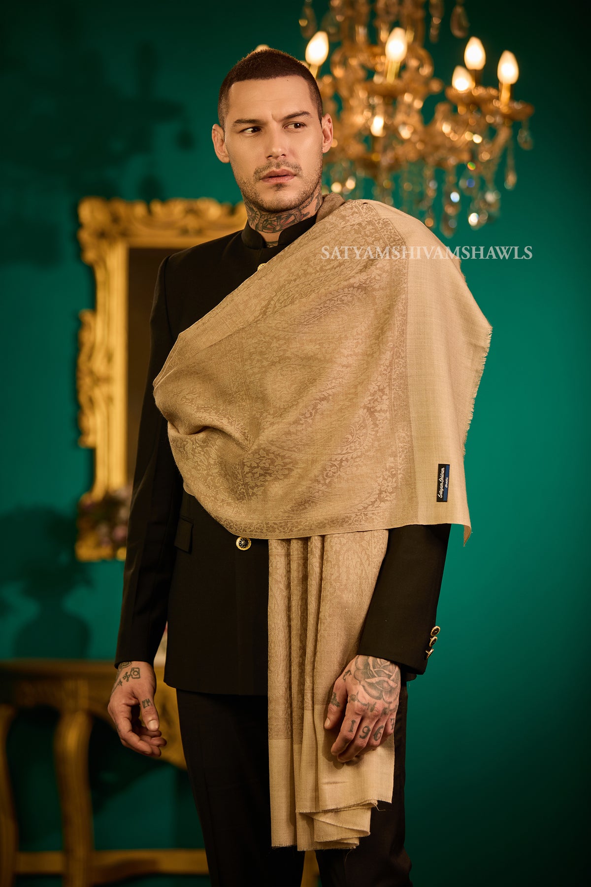 Elegant Self-Design Men’s Shawl Big Size