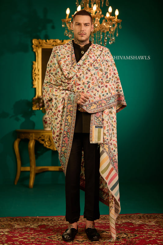 Extra Fine Wool Pashmina Kani Gents Shawl Big Size