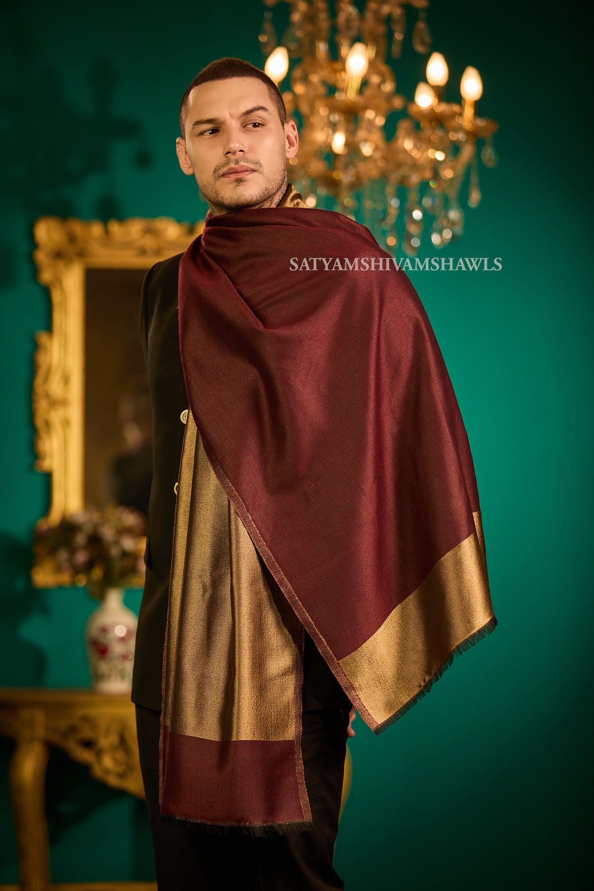 Moonlight Royal Gold & Wine Reversible Men’s Stole
