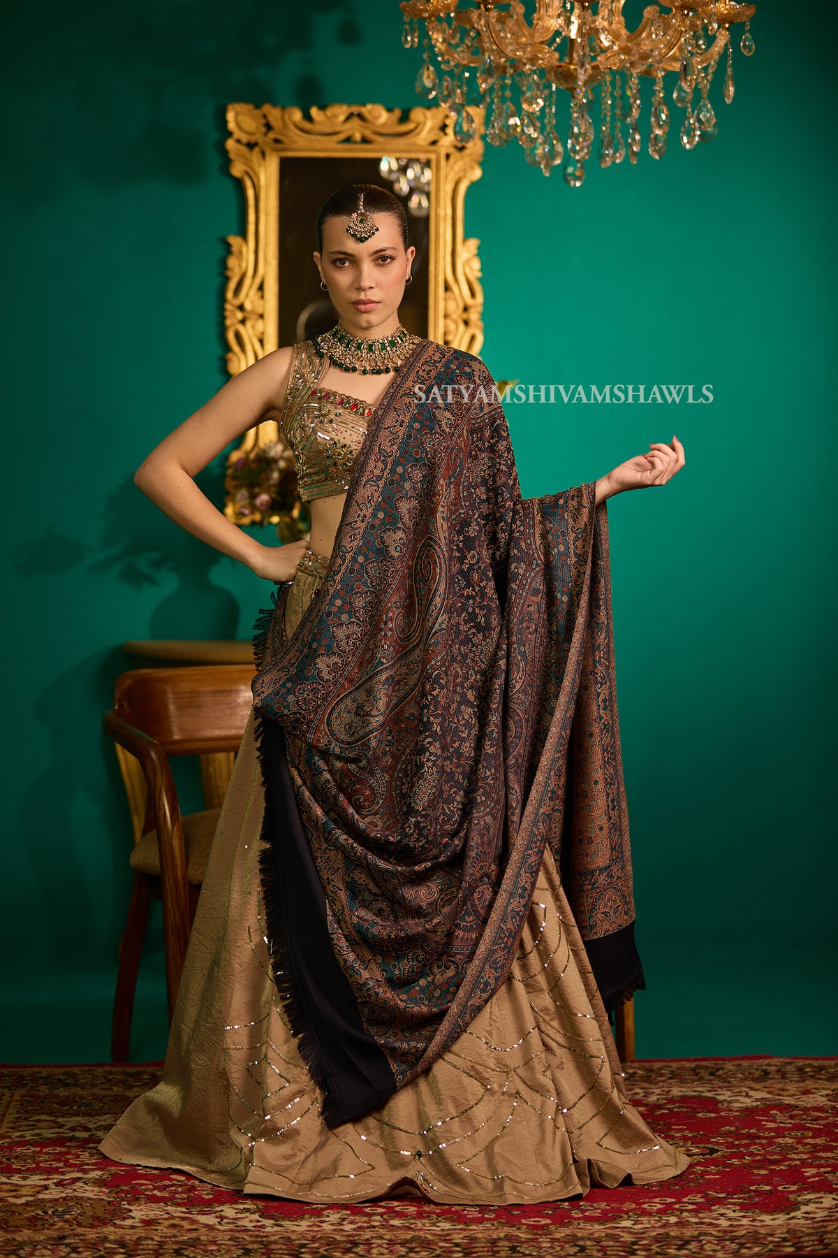Royal kashmiri paisley jamawar women shawl