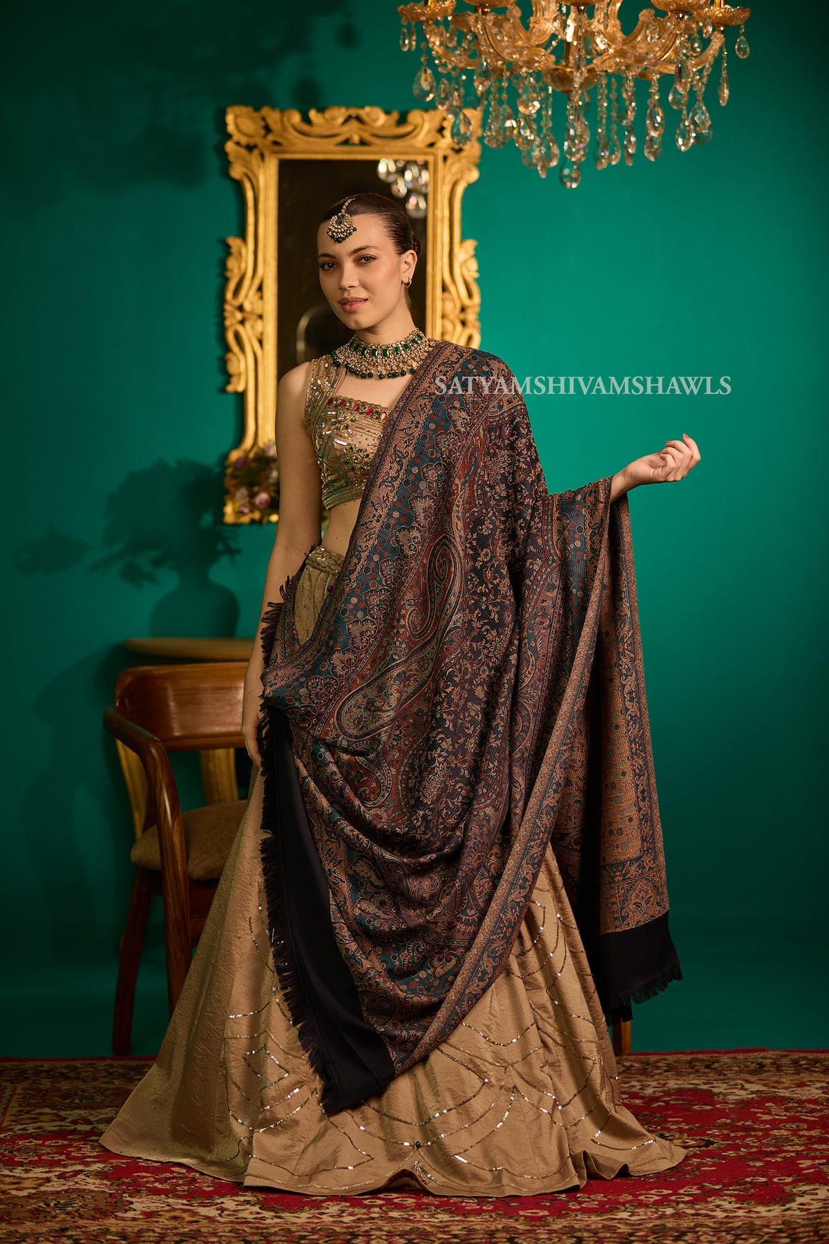 Royal kashmiri paisley jamawar women shawl