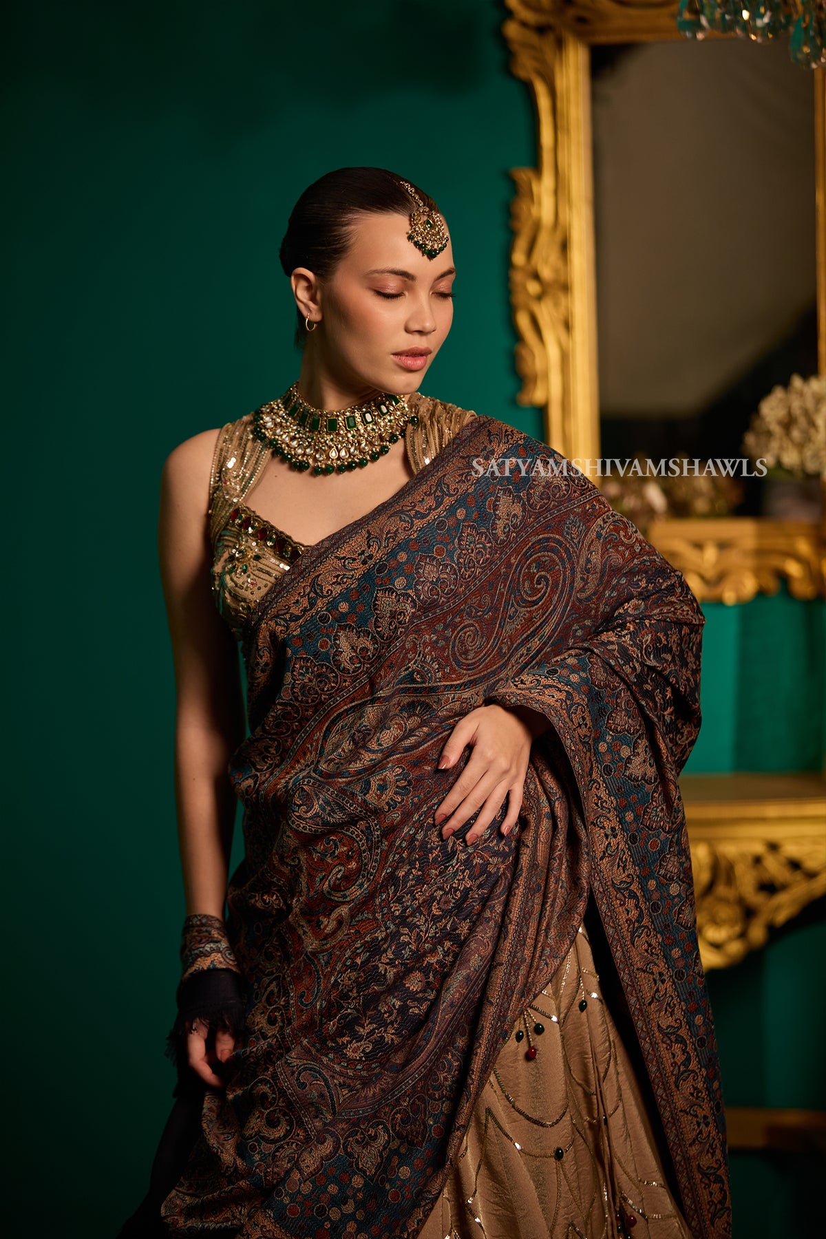 Royal kashmiri paisley jamawar women shawl